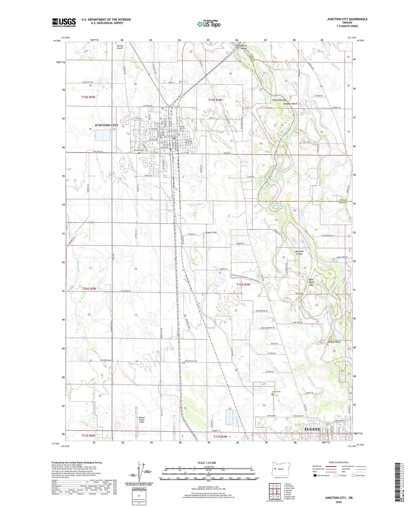 Junction City Oregon US Topo Map Image