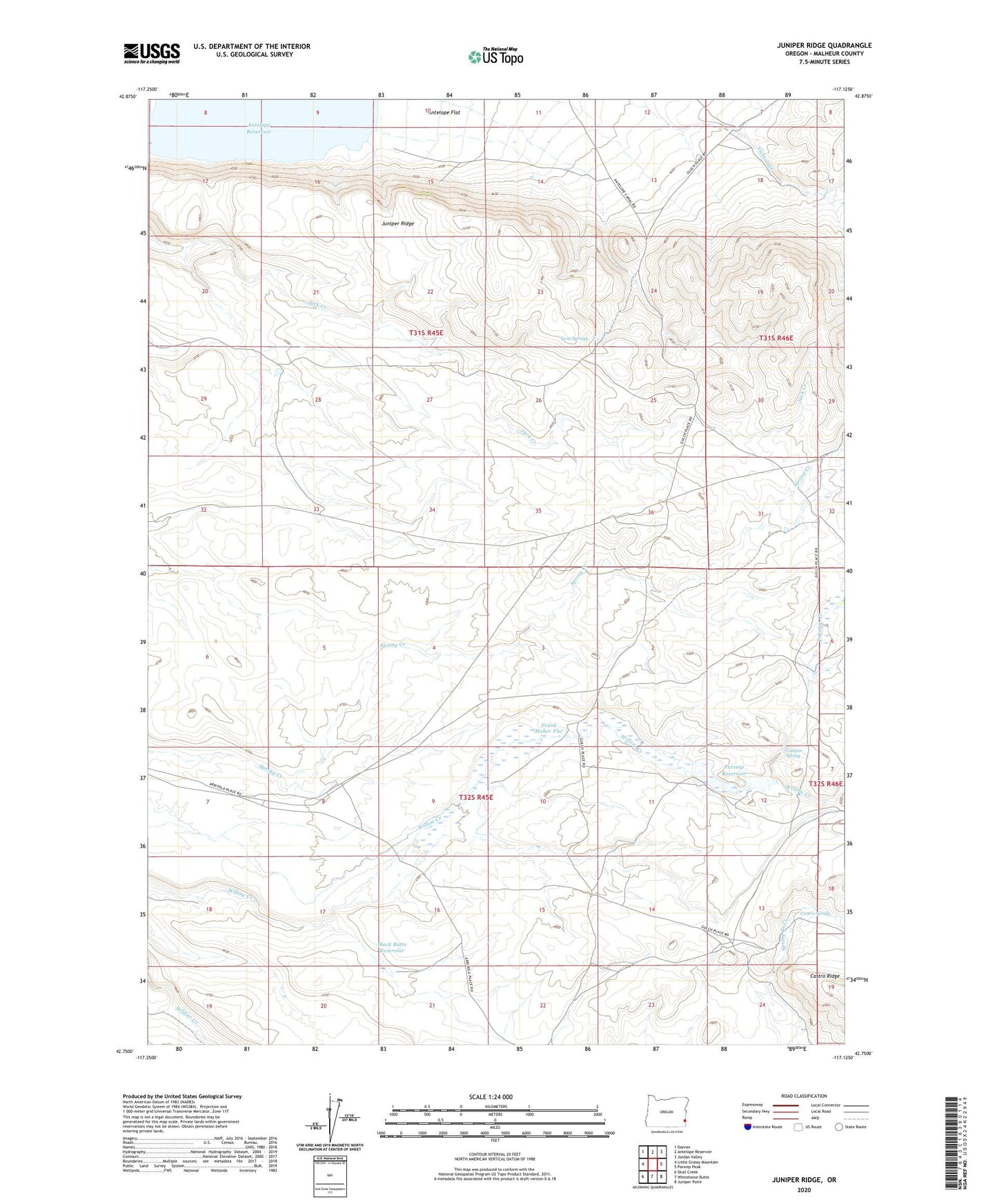 Juniper Ridge Oregon US Topo Map Image