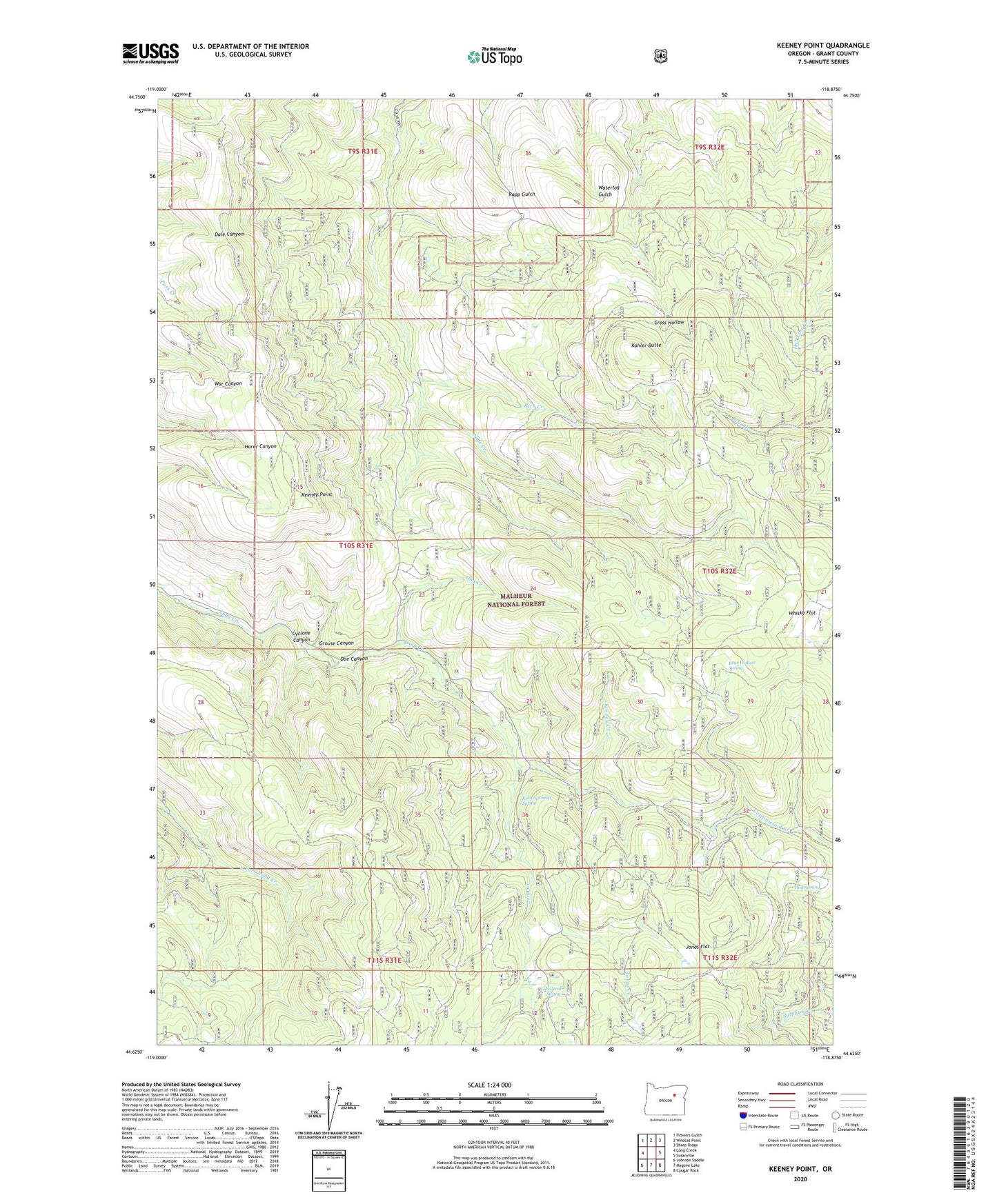 Keeney Point Oregon US Topo Map Image