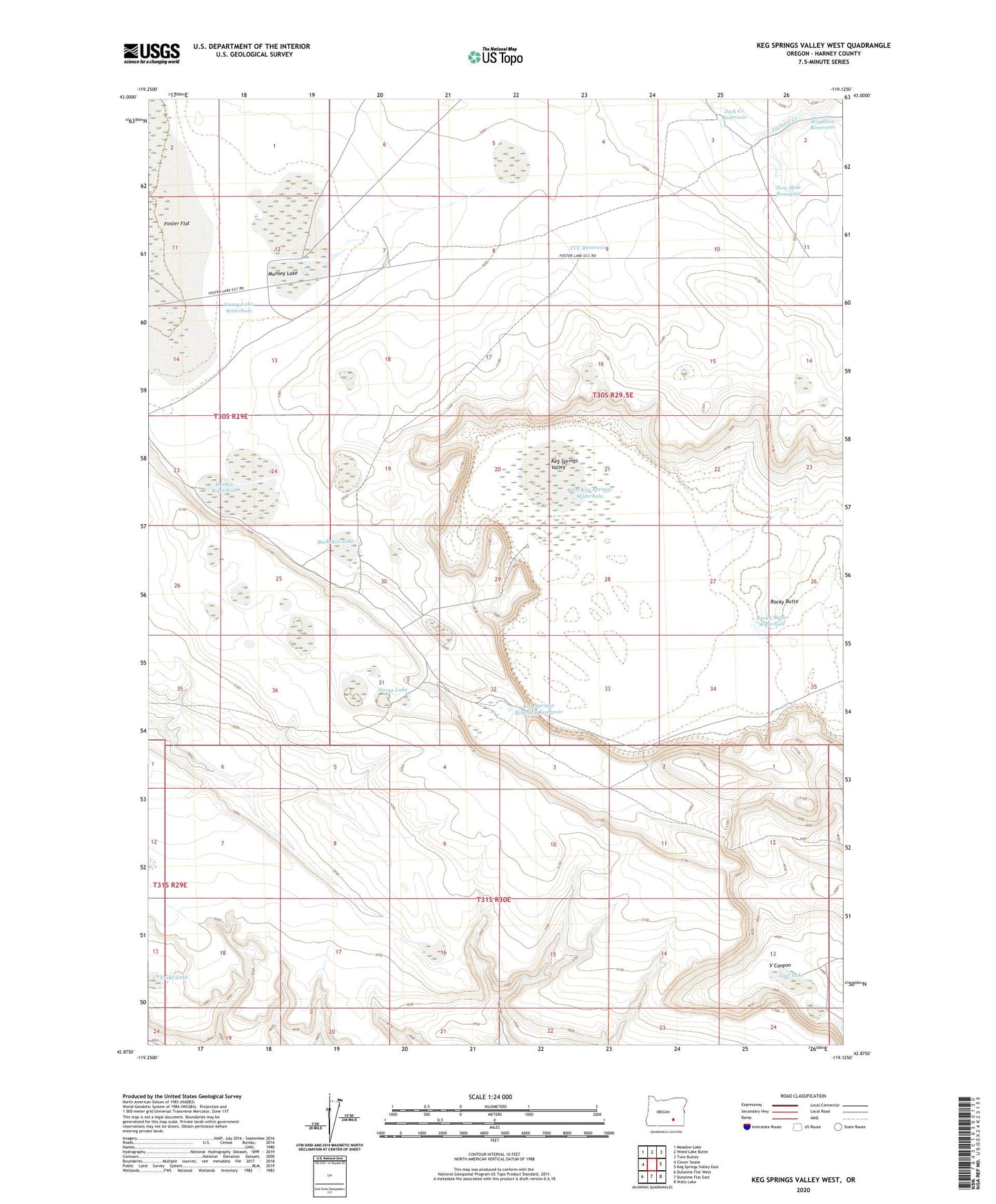 Keg Springs Valley West Oregon US Topo Map Image