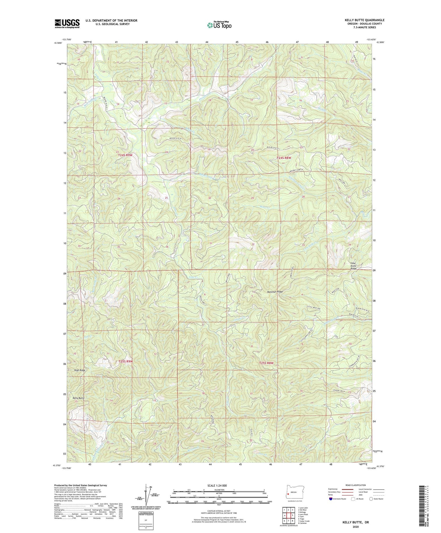 Kelly Butte Oregon US Topo Map Image