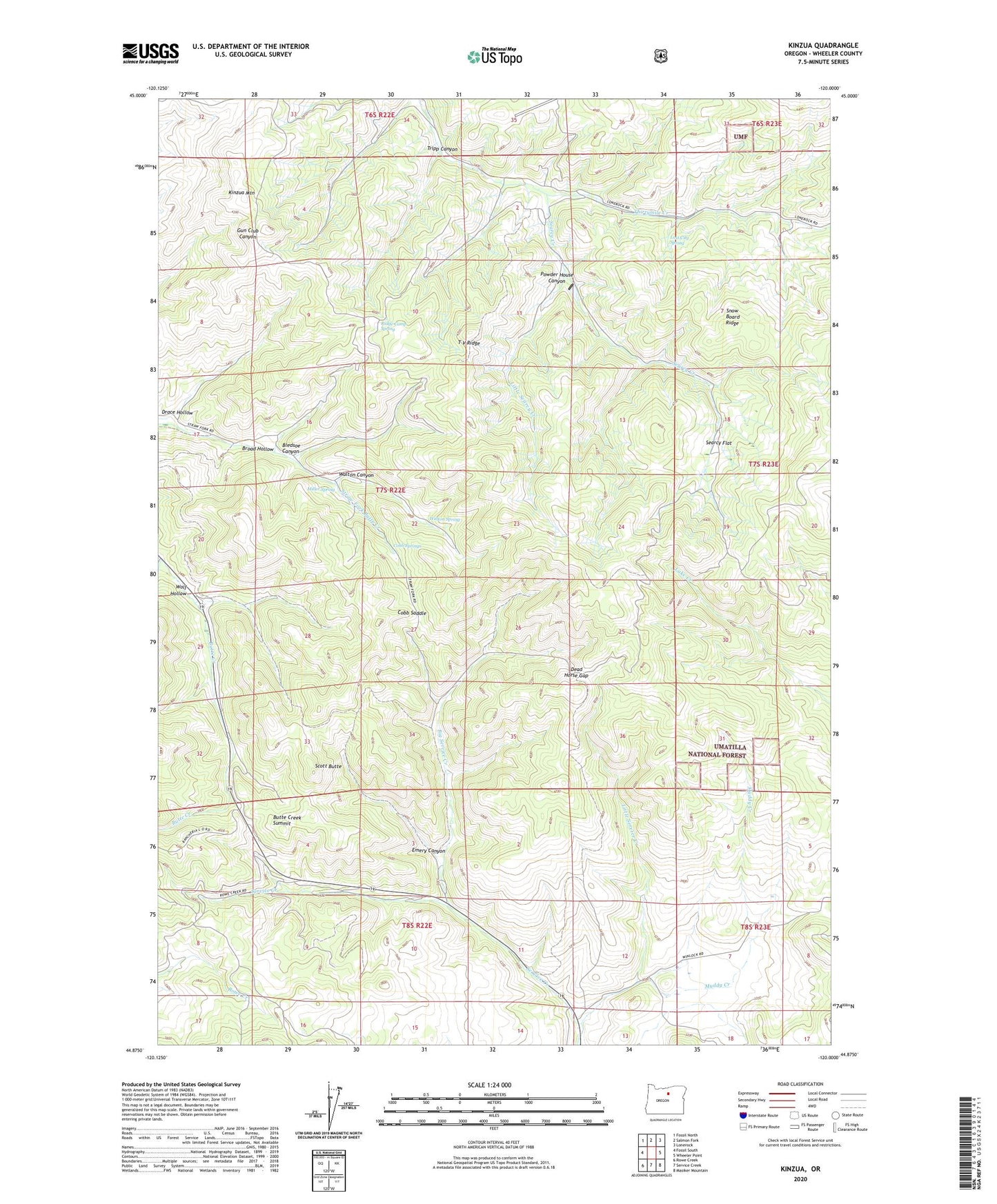 Kinzua Oregon US Topo Map Image