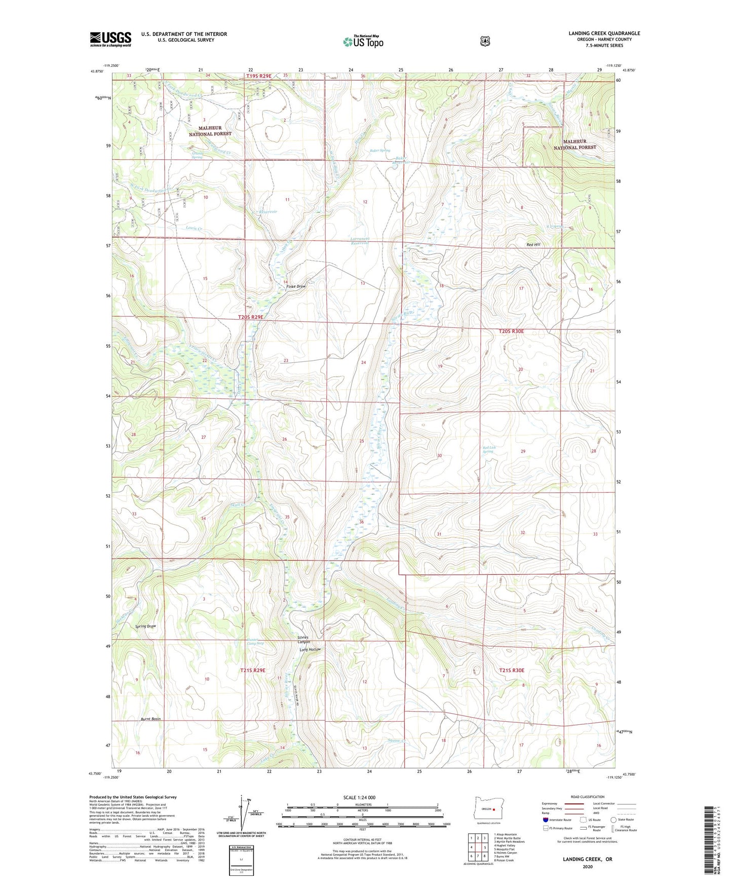 Landing Creek Oregon US Topo Map Image