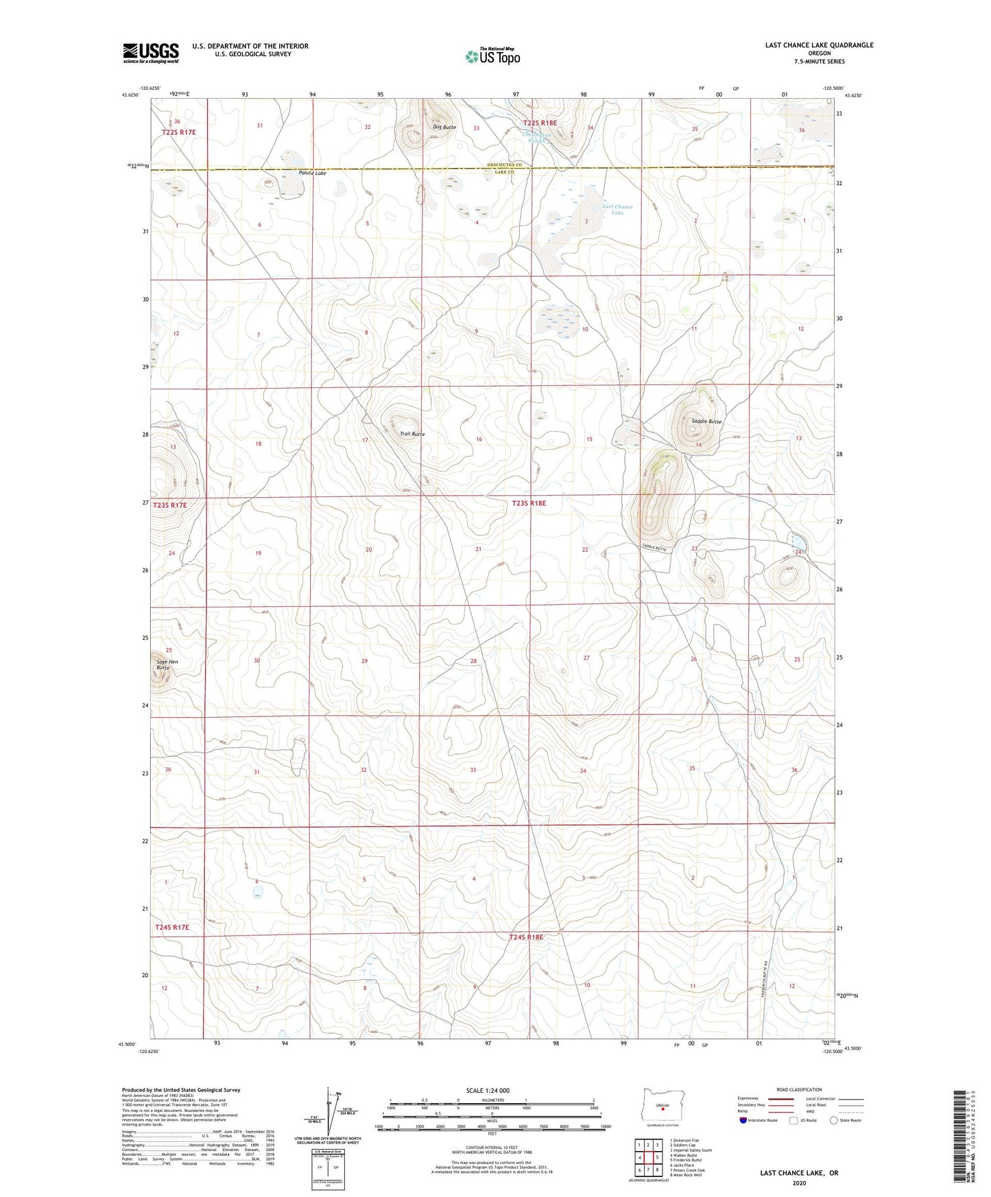 Last Chance Lake Oregon US Topo Map Image