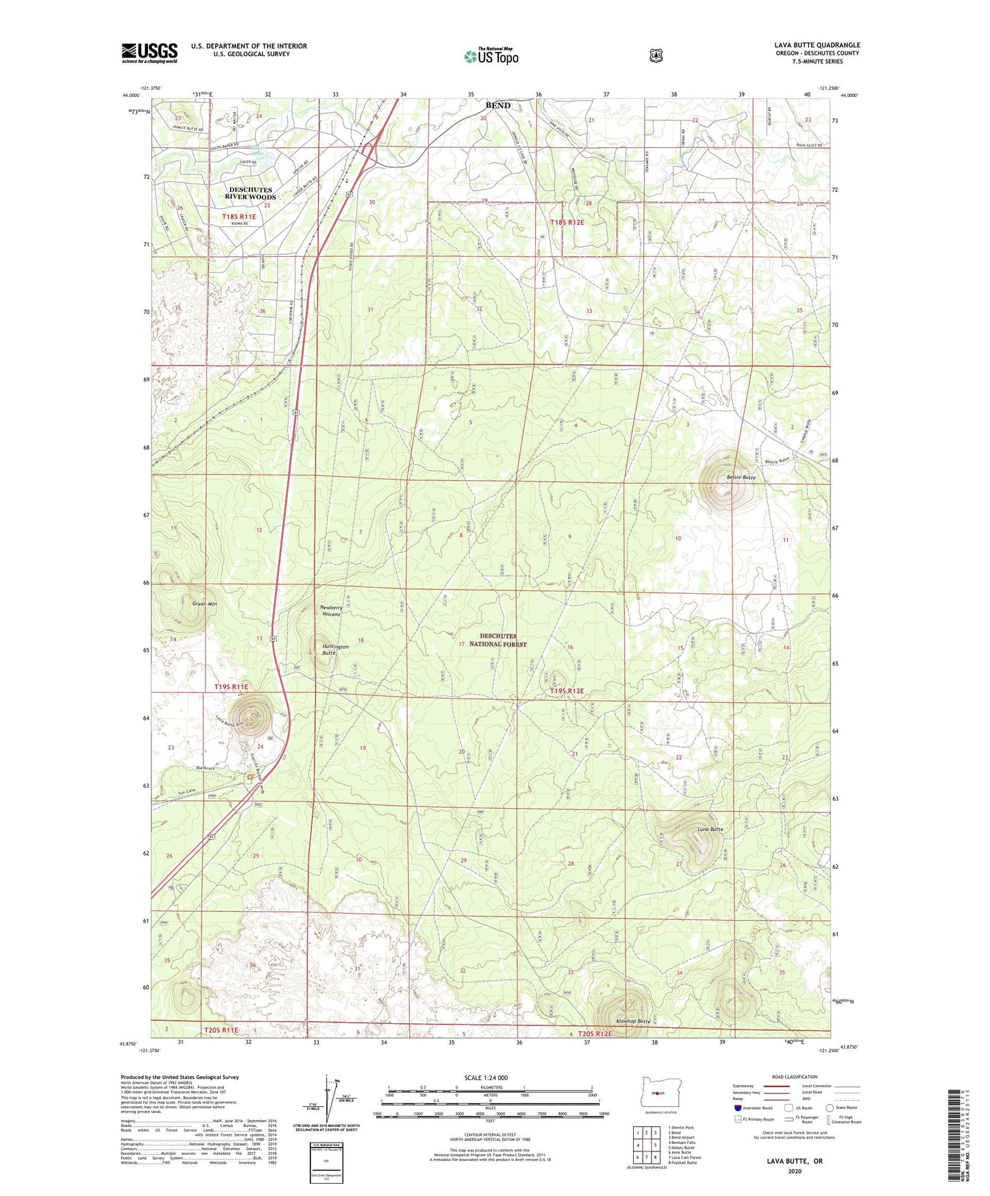 Lava Butte Oregon US Topo Map Image