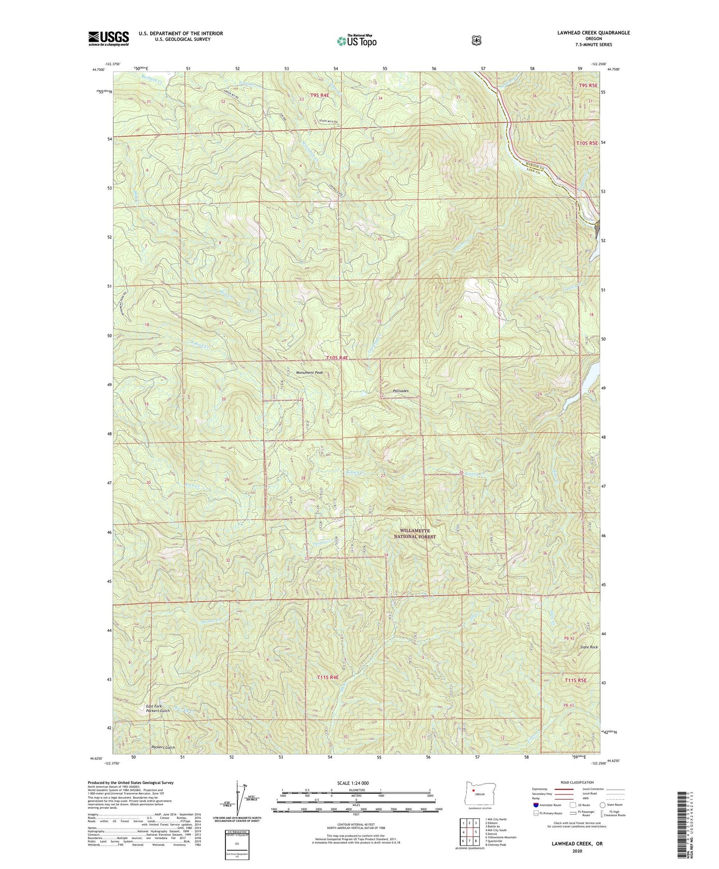 Lawhead Creek Oregon US Topo Map Image