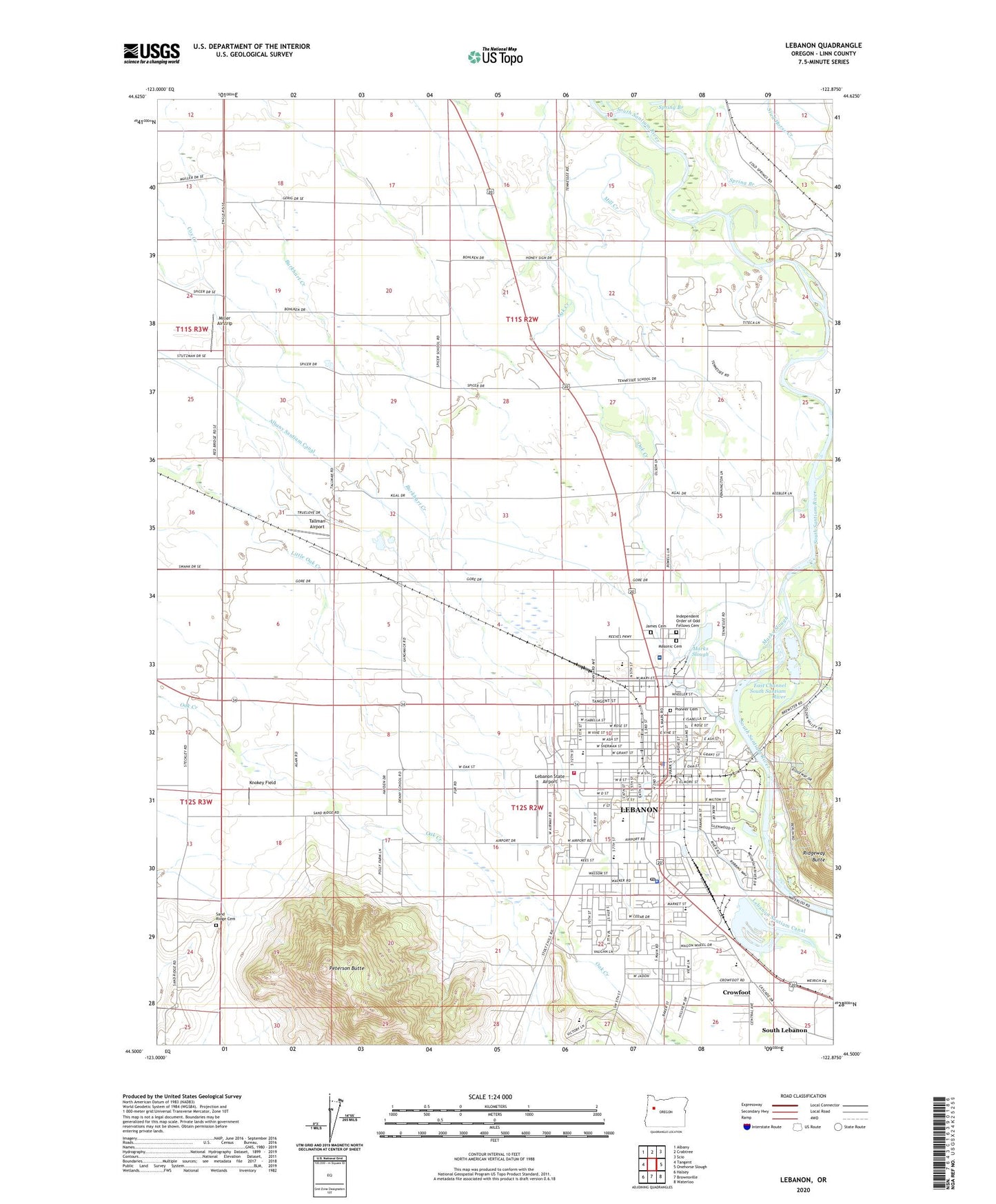 Lebanon Oregon US Topo Map Image