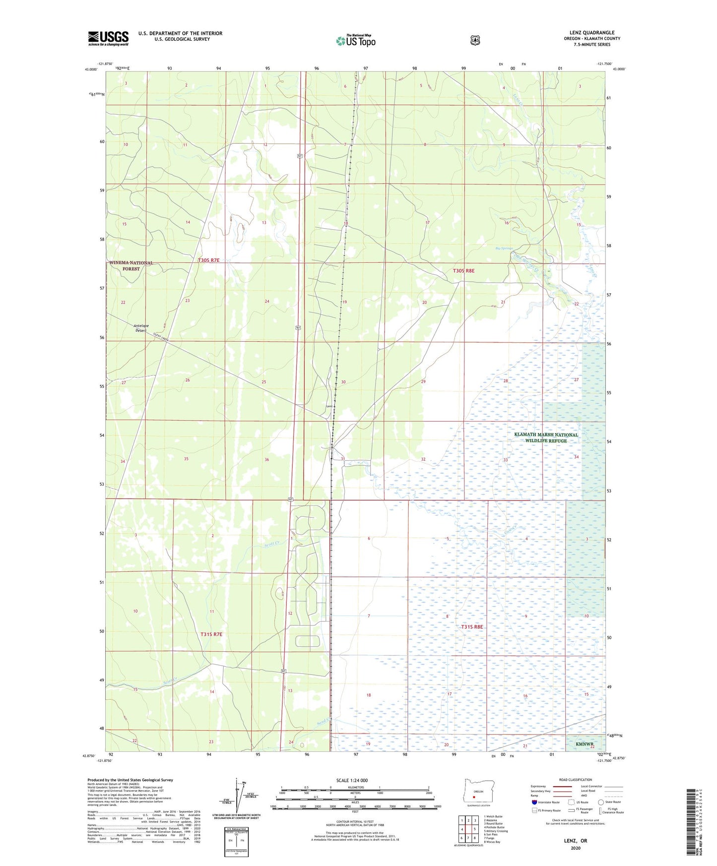 Lenz Oregon US Topo Map Image