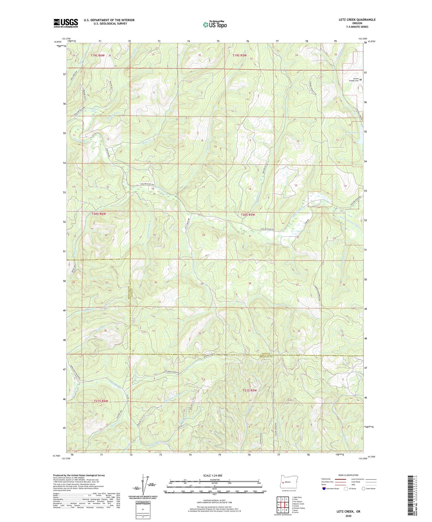 Letz Creek Oregon US Topo Map Image