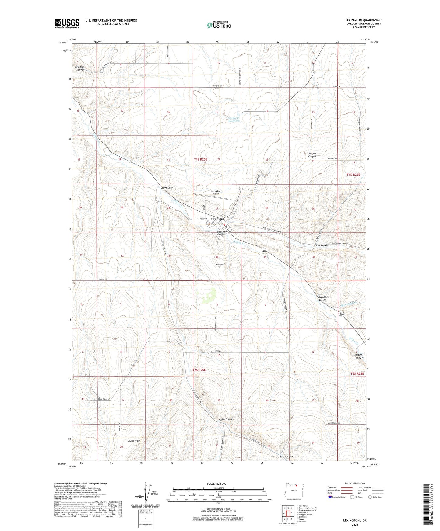 Lexington Oregon US Topo Map Image
