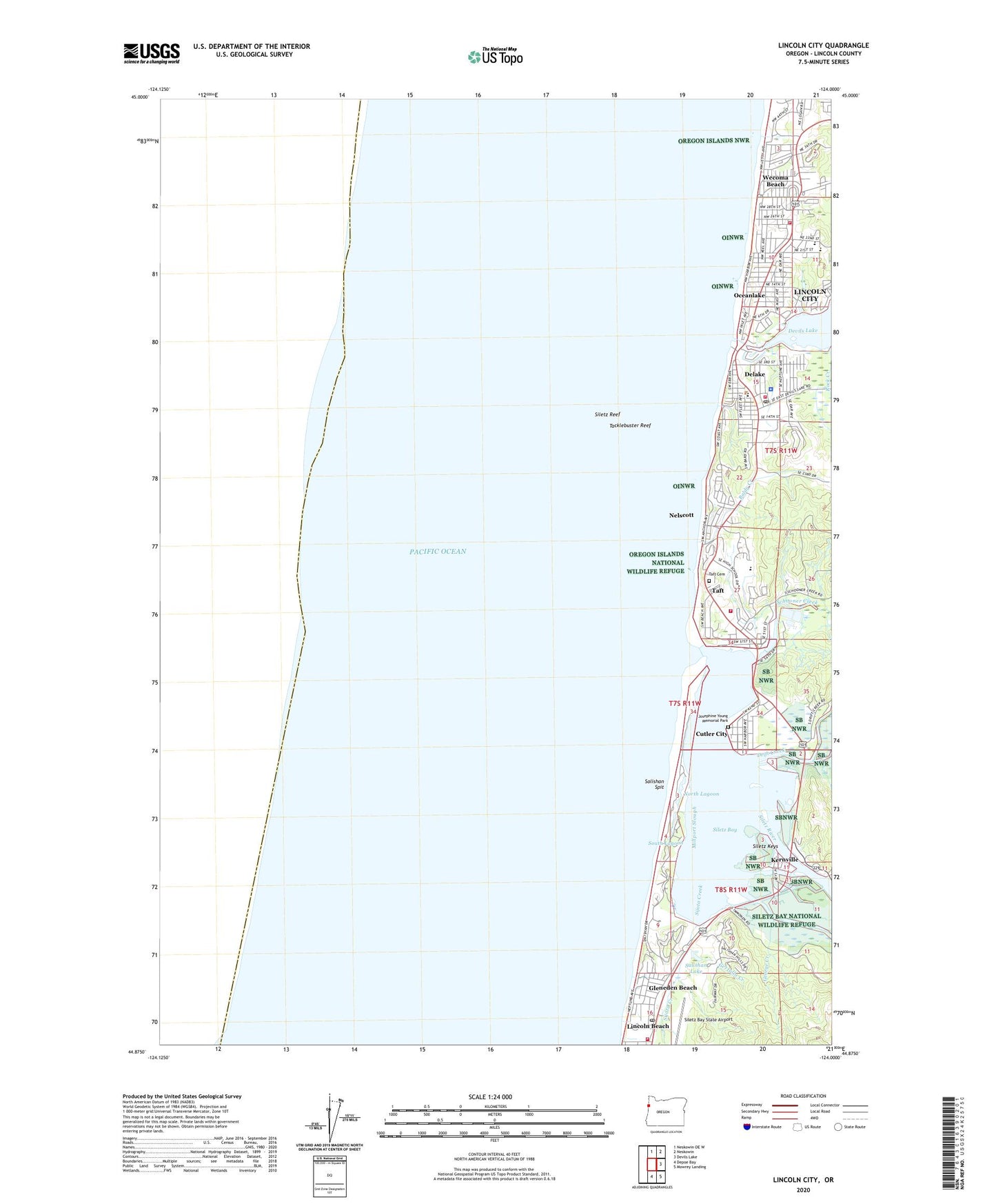 Lincoln City Oregon US Topo Map Image