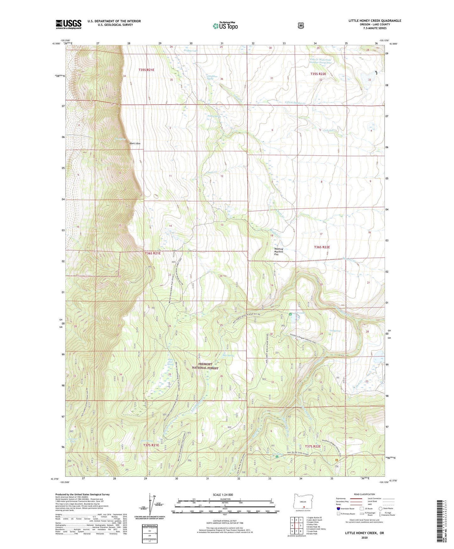 Little Honey Creek Oregon US Topo Map Image