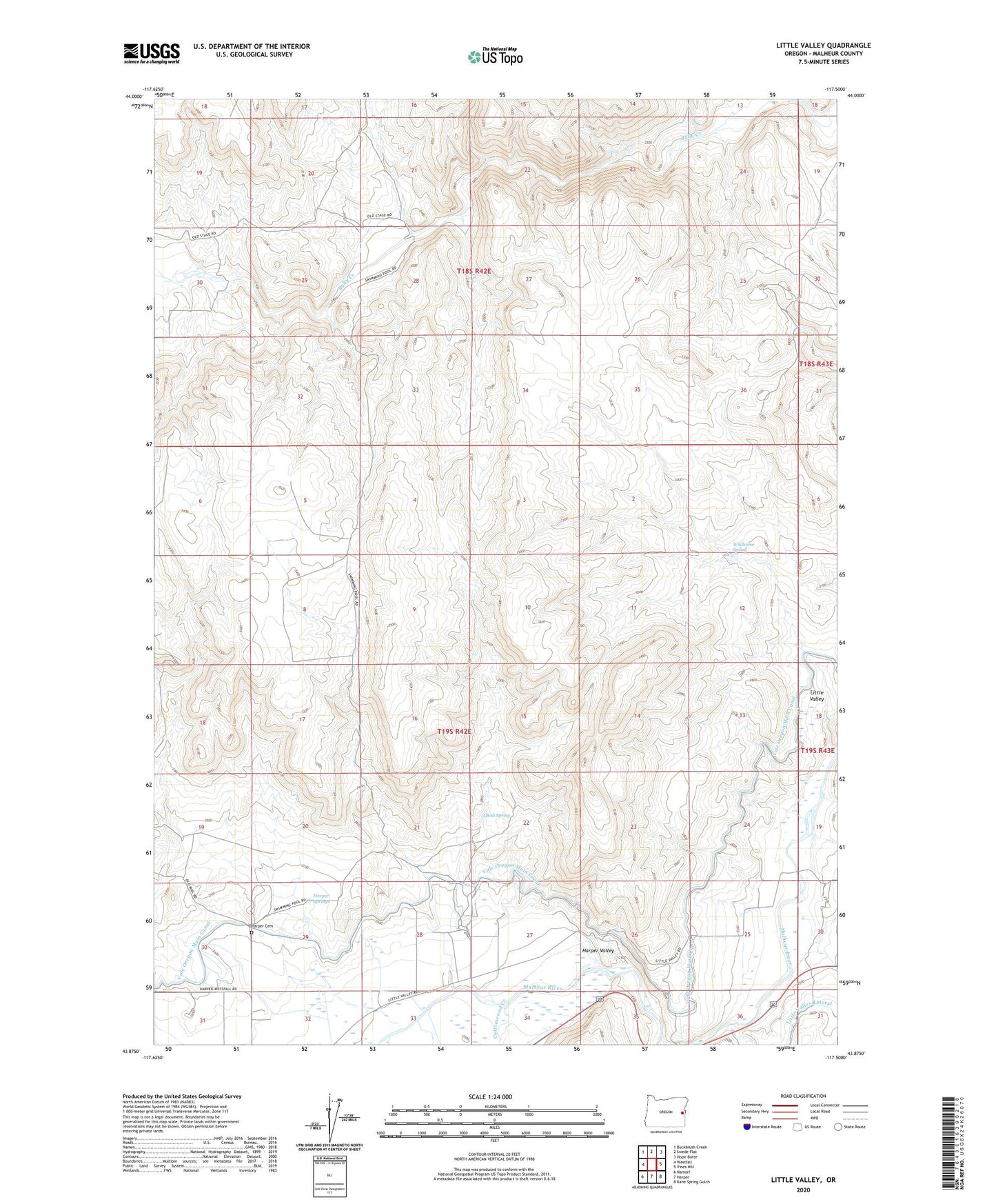 Little Valley Oregon US Topo Map Image