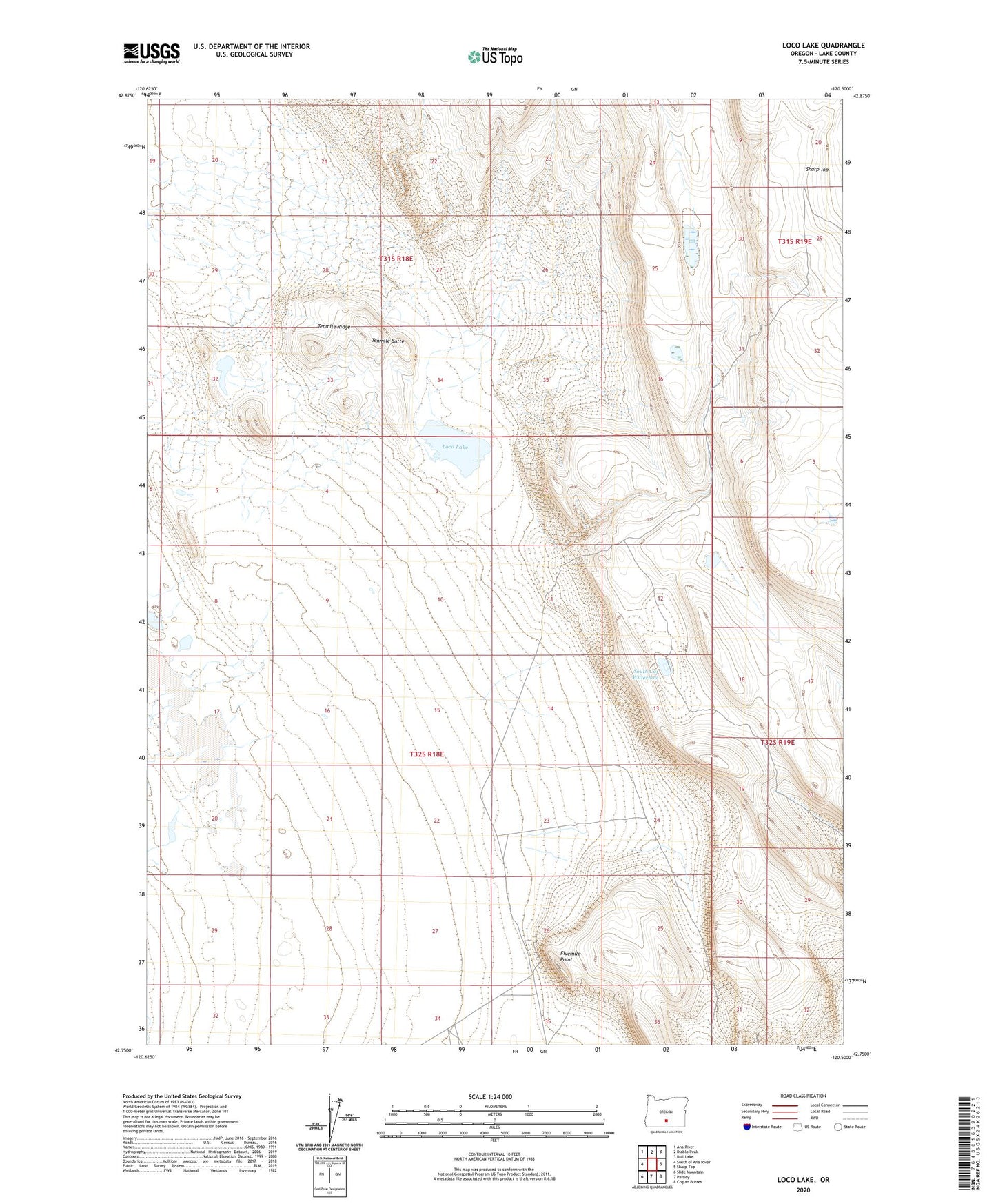 Loco Lake Oregon US Topo Map Image