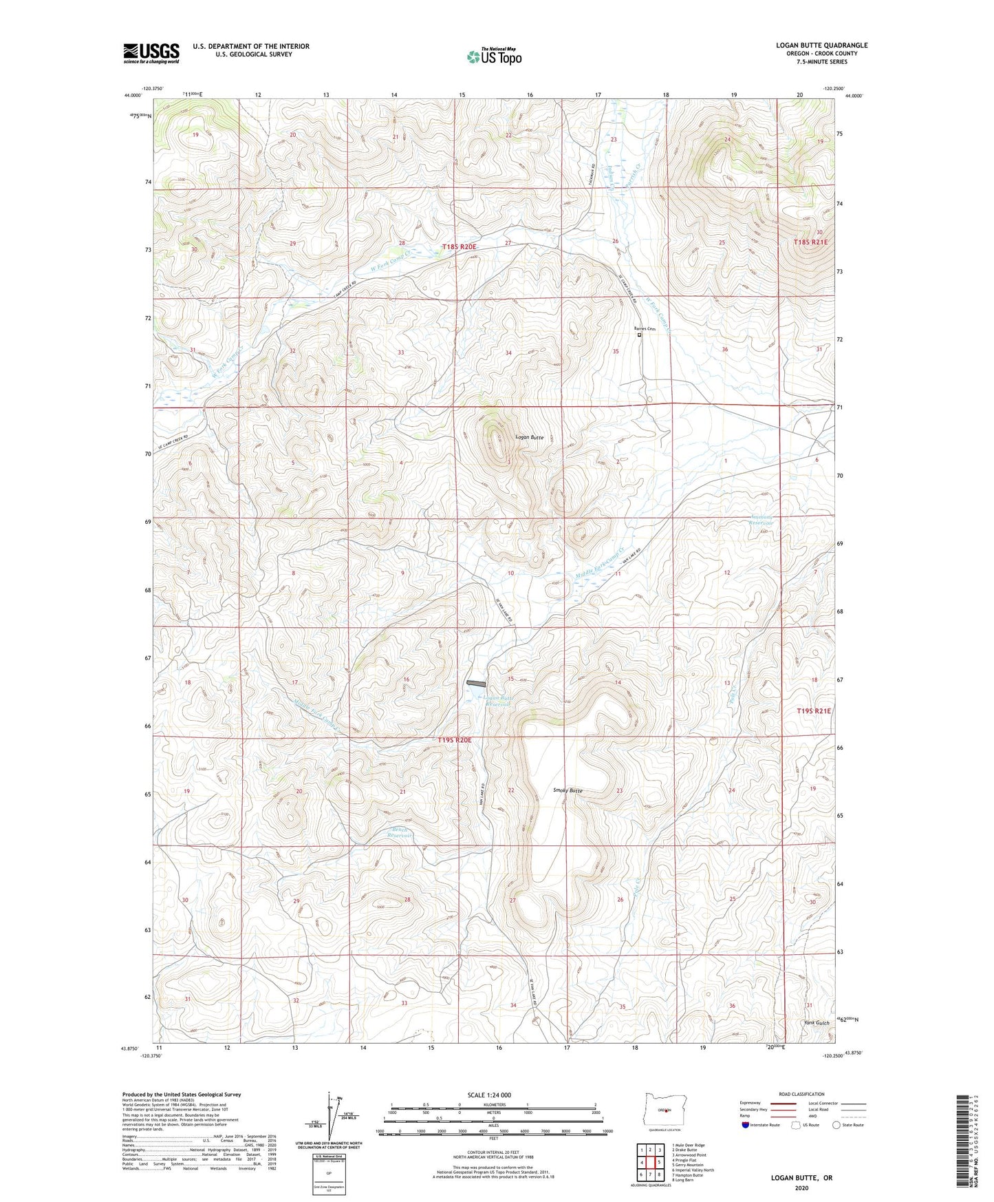 Logan Butte Oregon US Topo Map Image