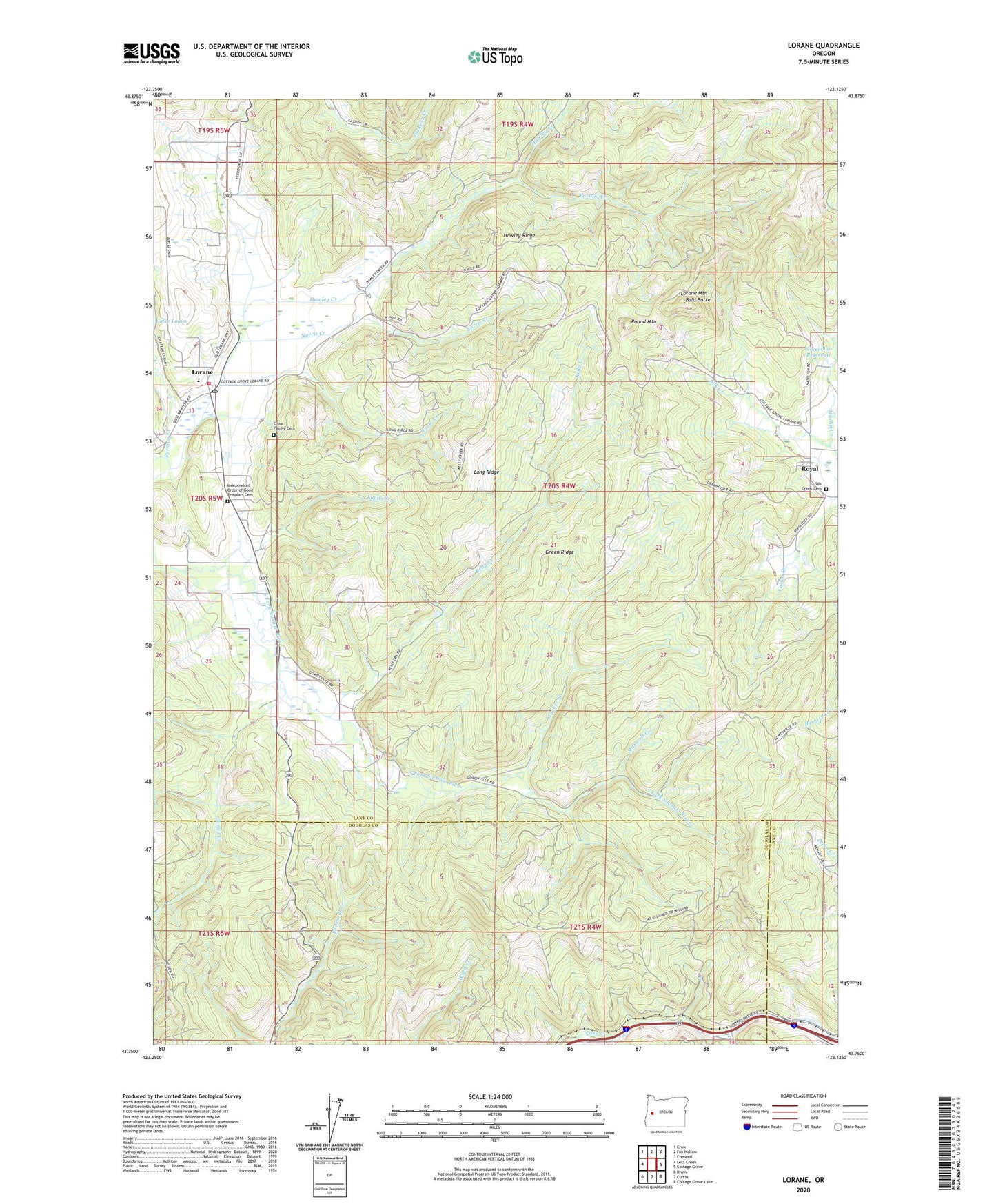 Lorane Oregon US Topo Map Image