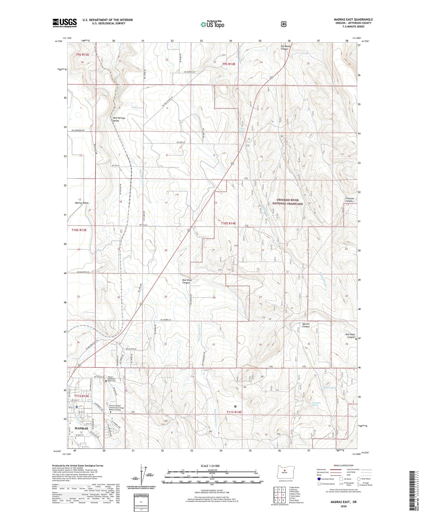 Madras East Oregon US Topo Map Image