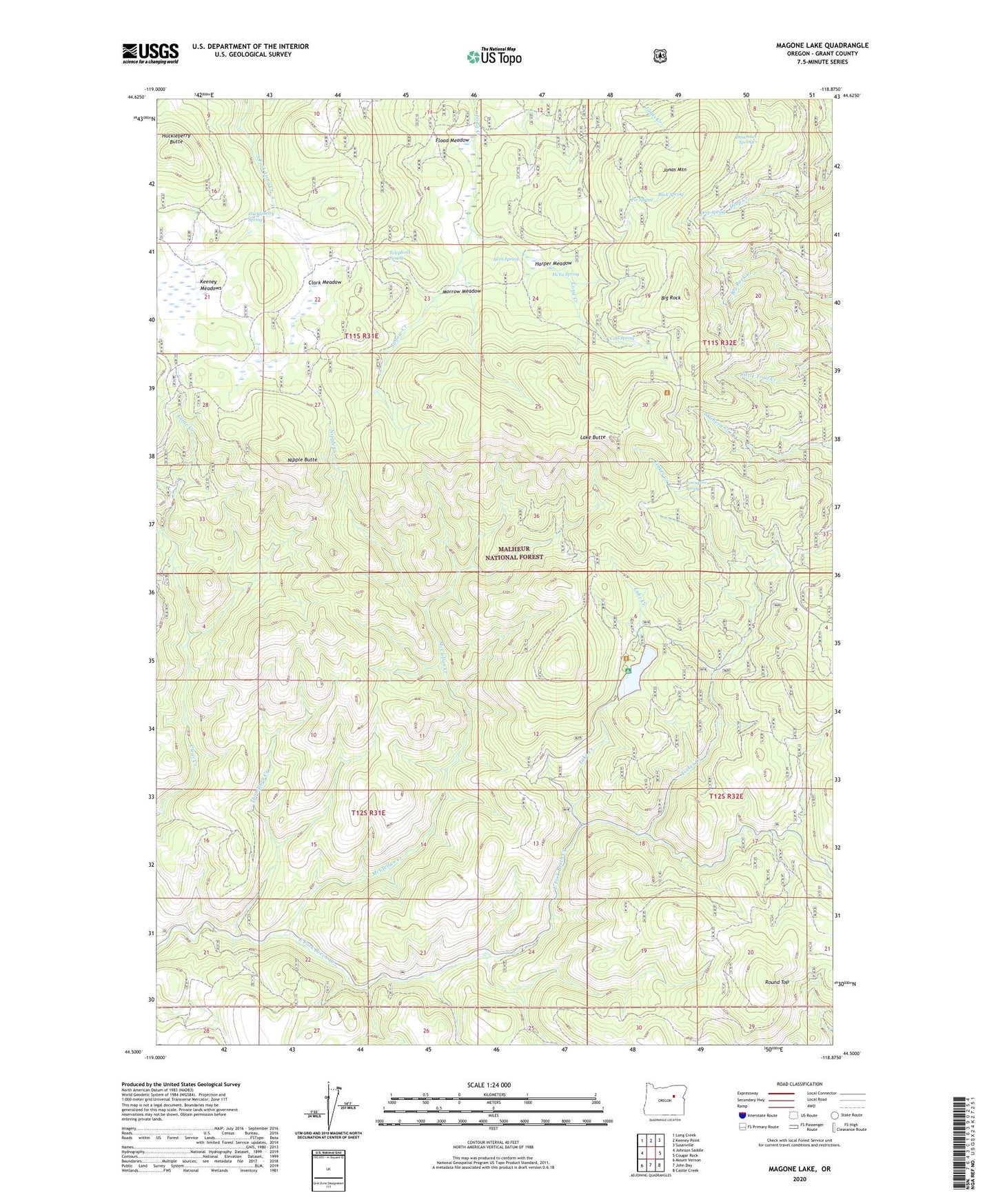 Magone Lake Oregon US Topo Map Image