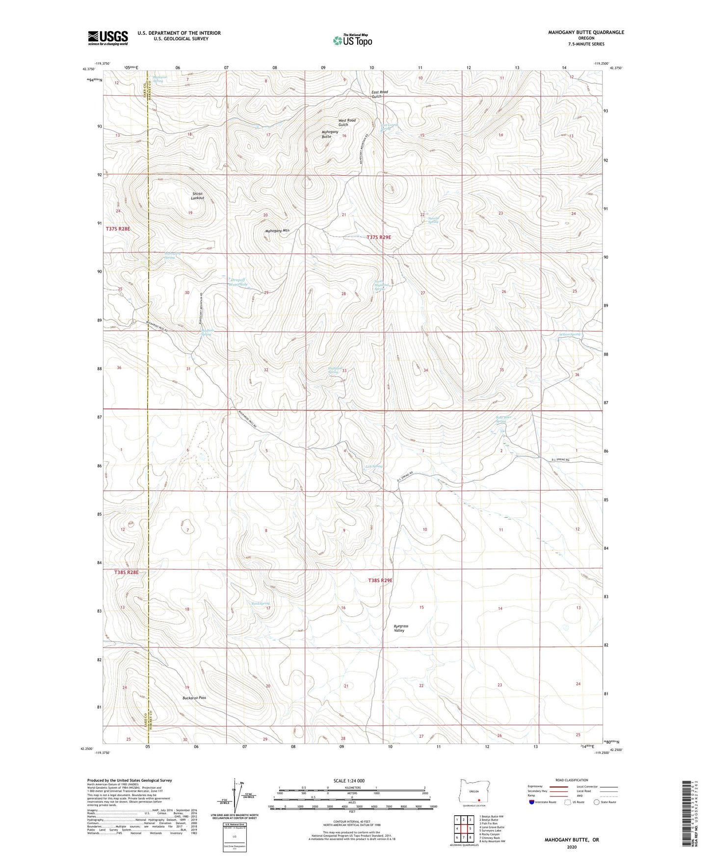 Mahogany Butte Oregon US Topo Map Image