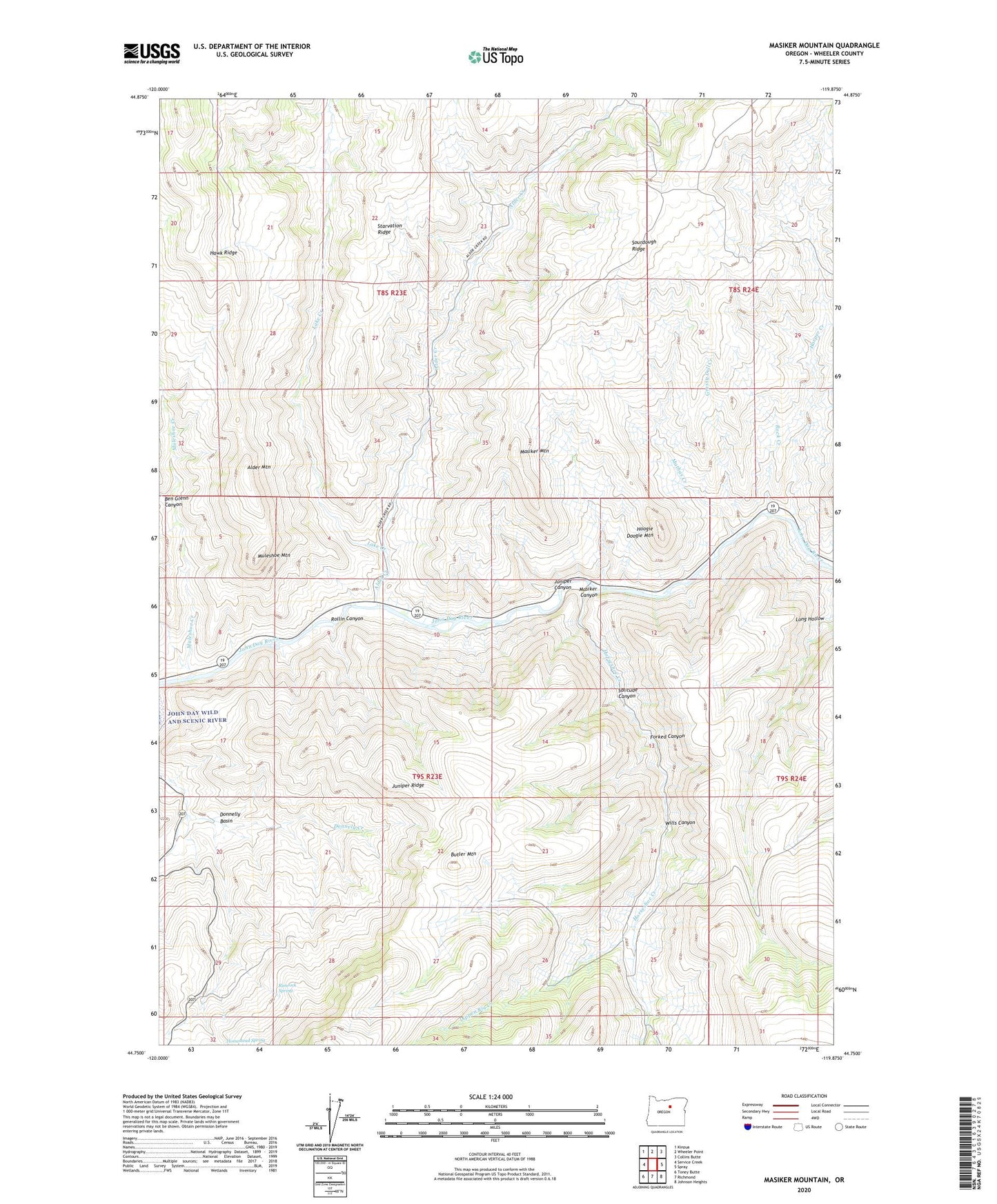 Masiker Mountain Oregon US Topo Map Image