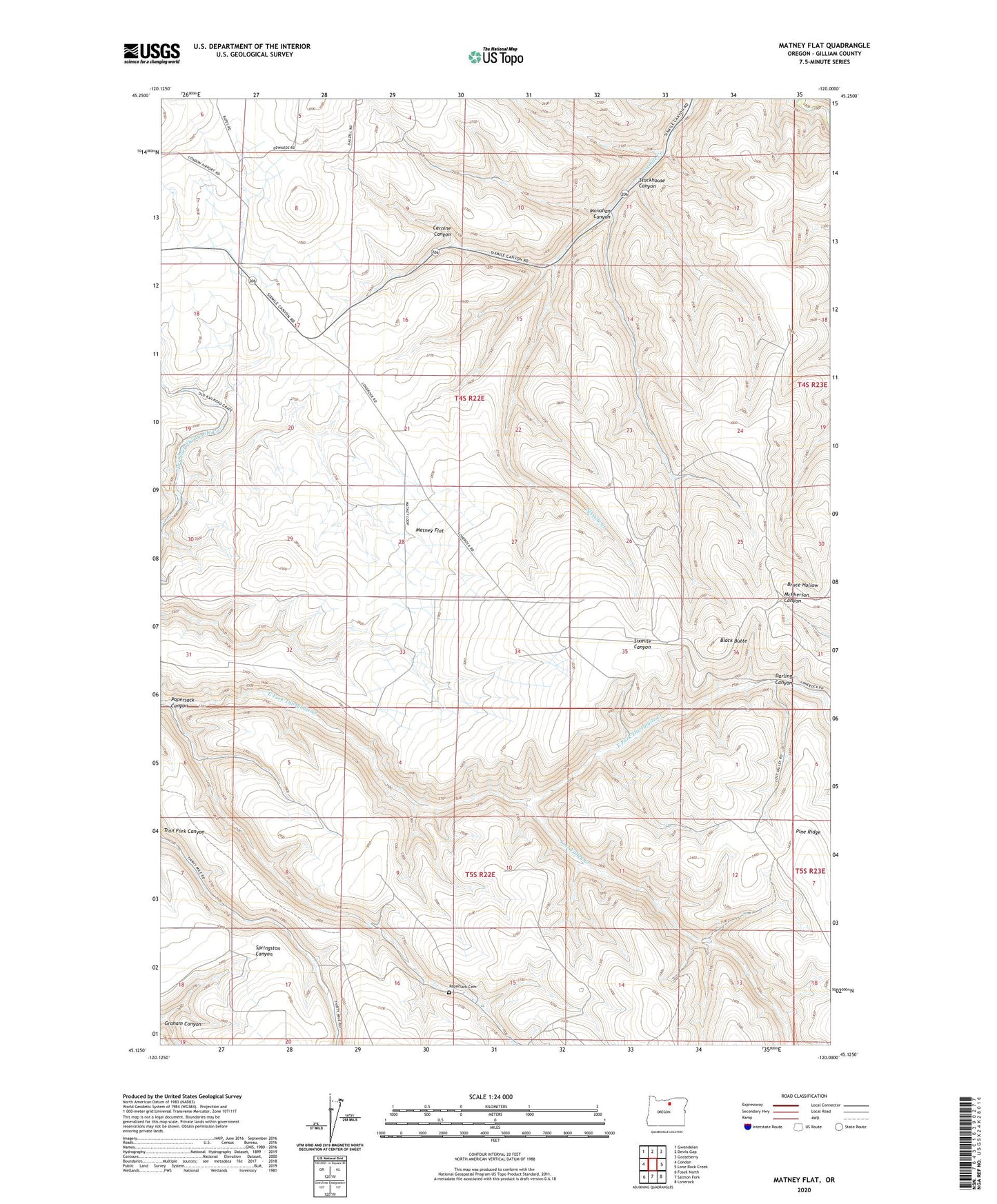 Matney Flat Oregon US Topo Map Image