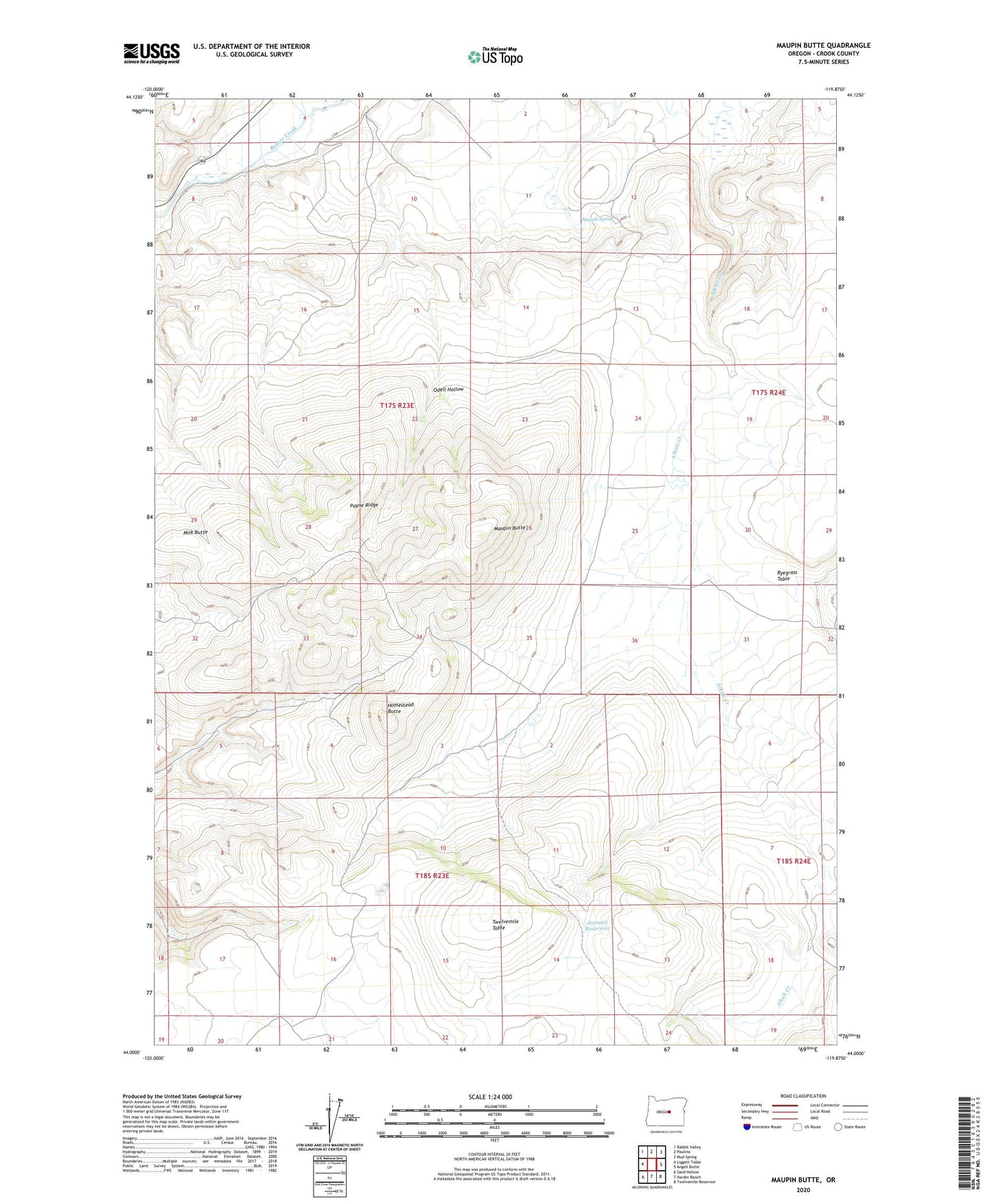 Maupin Butte Oregon US Topo Map Image