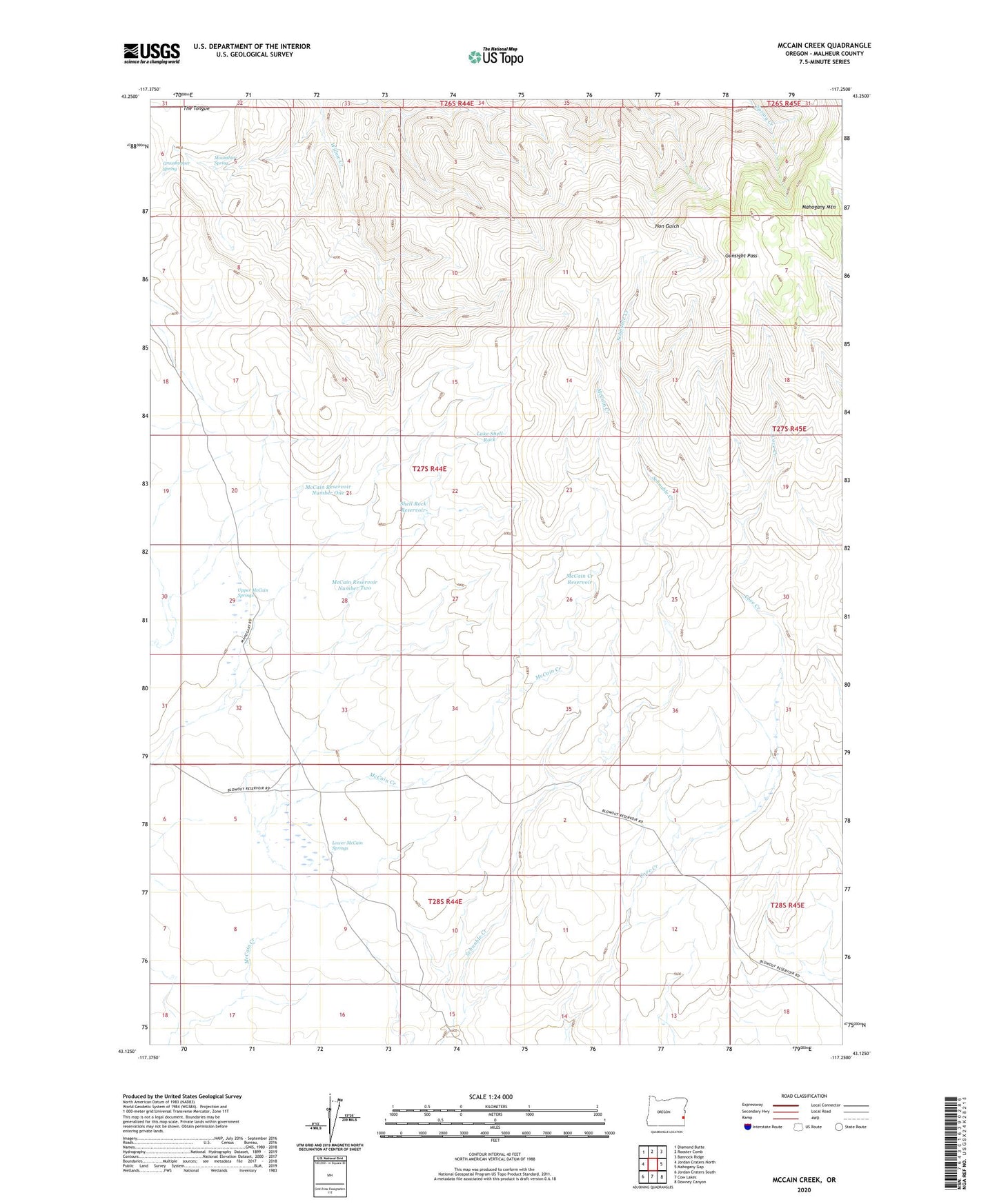 McCain Creek Oregon US Topo Map Image