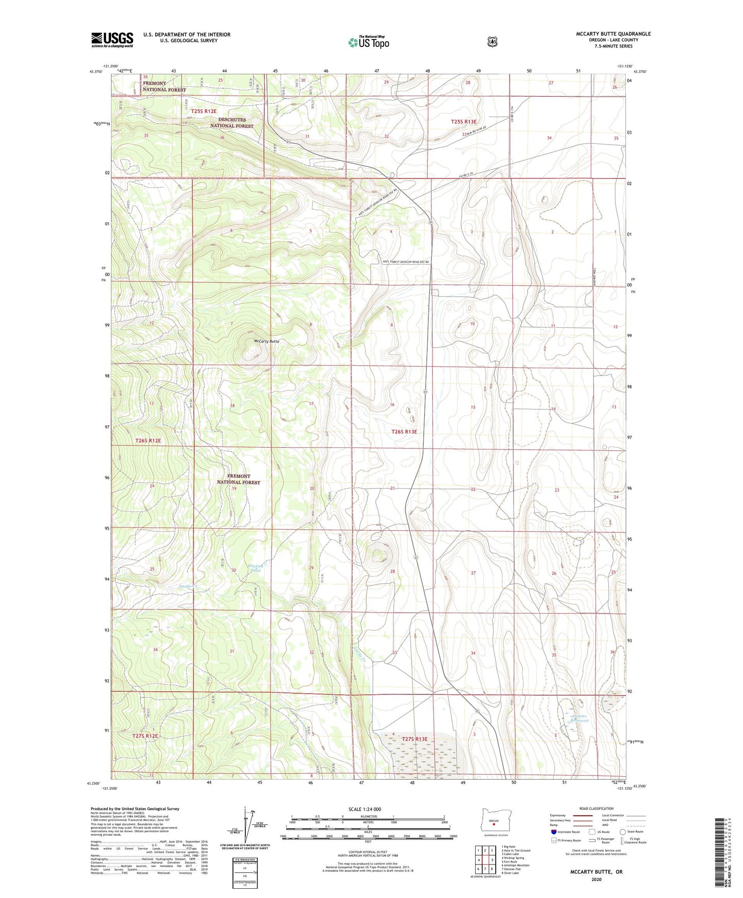 McCarty Butte Oregon US Topo Map Image