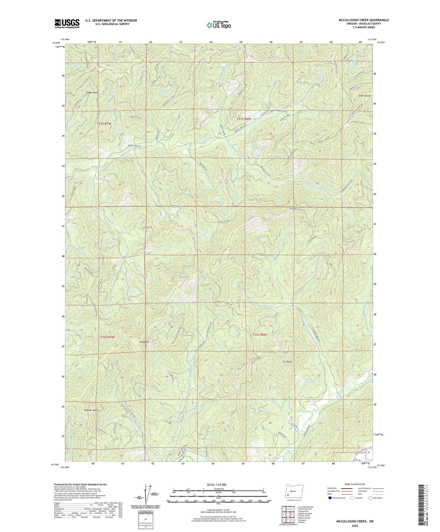 McCullough Creek Oregon US Topo Map Image
