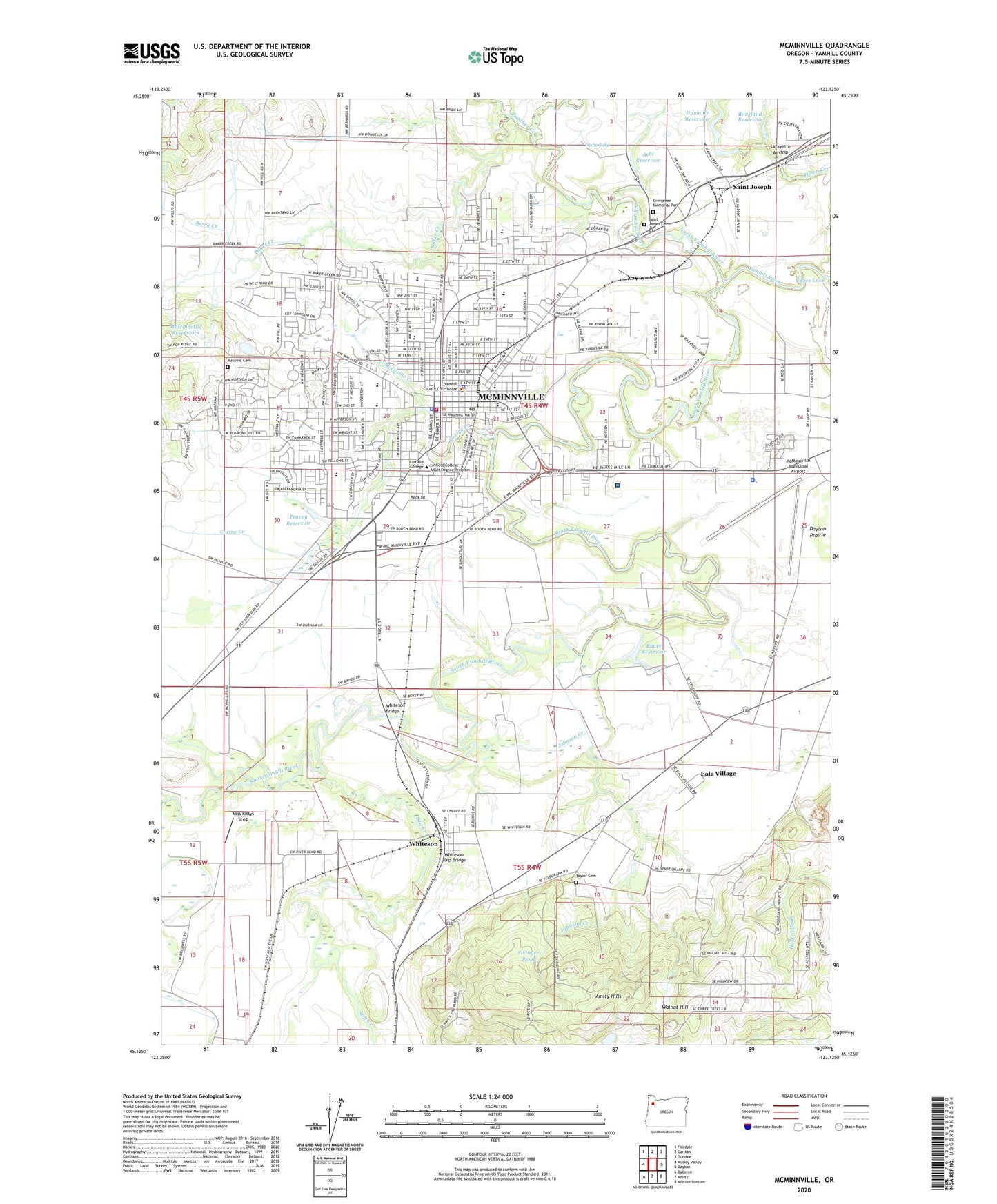 McMinnville Oregon US Topo Map Image