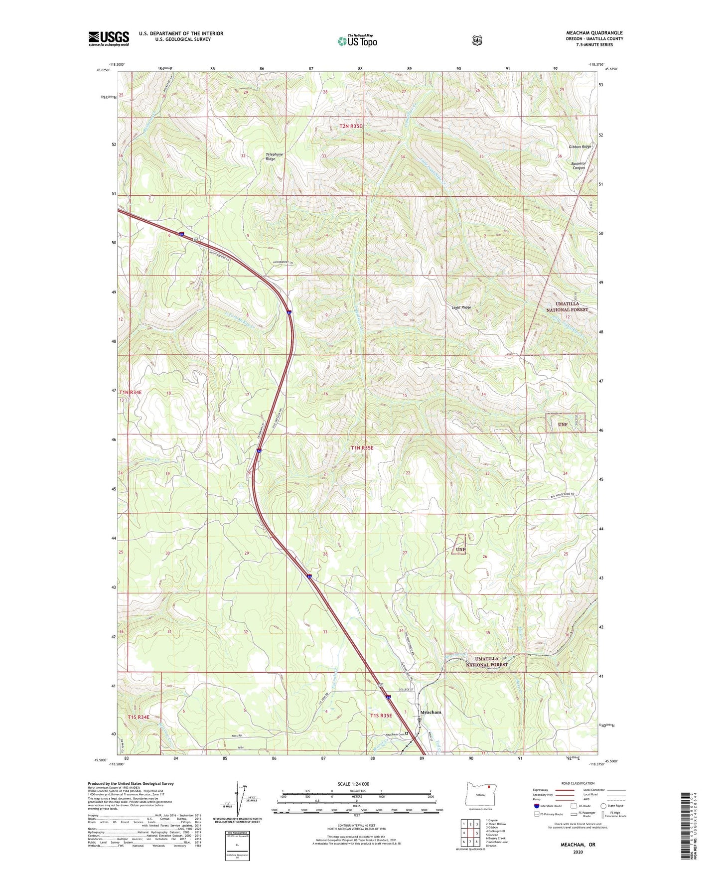 Meacham Oregon US Topo Map Image