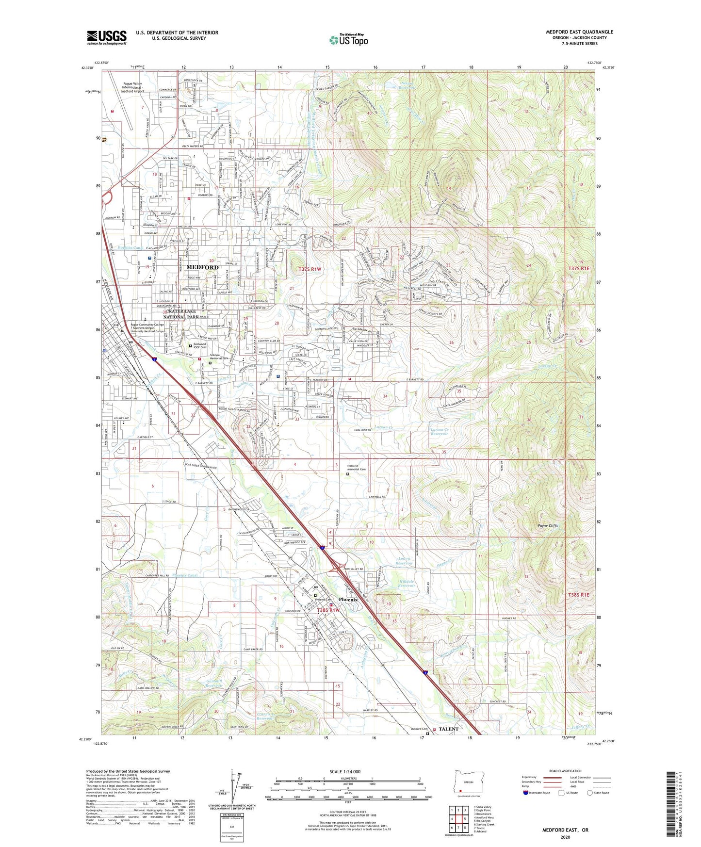 Medford East Oregon US Topo Map Image