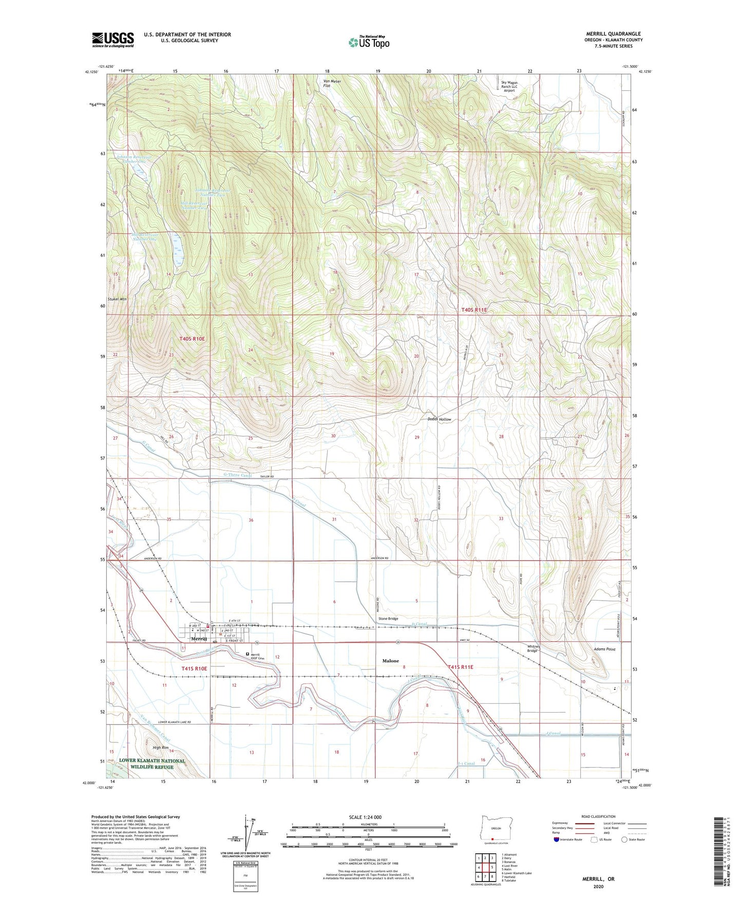Merrill Oregon US Topo Map Image