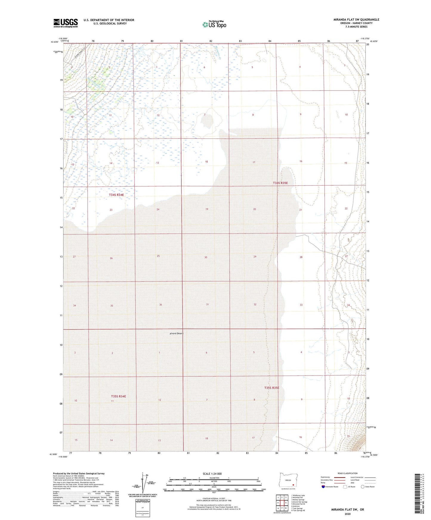 Miranda Flat SW Oregon US Topo Map Image