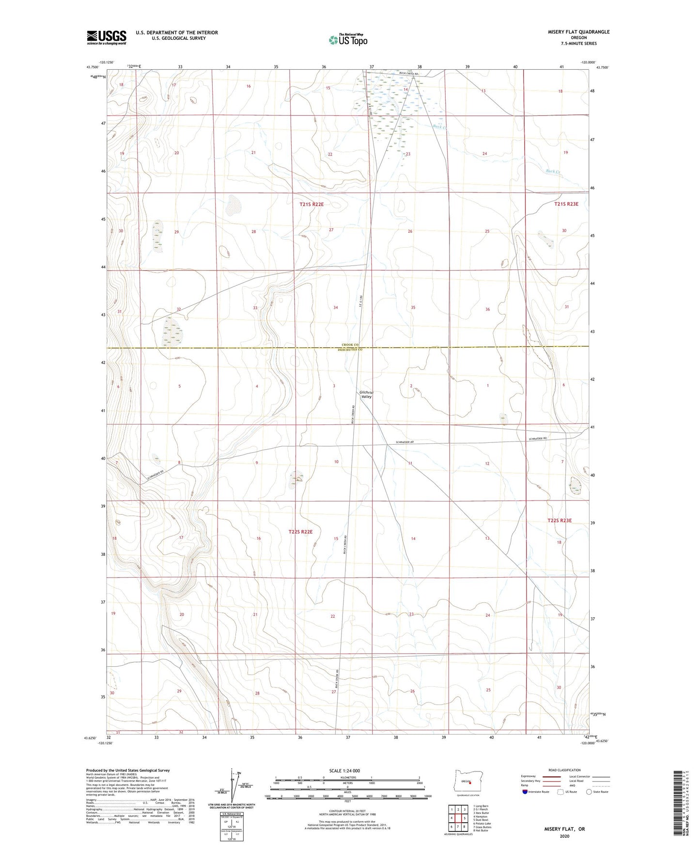 Misery Flat Oregon US Topo Map Image