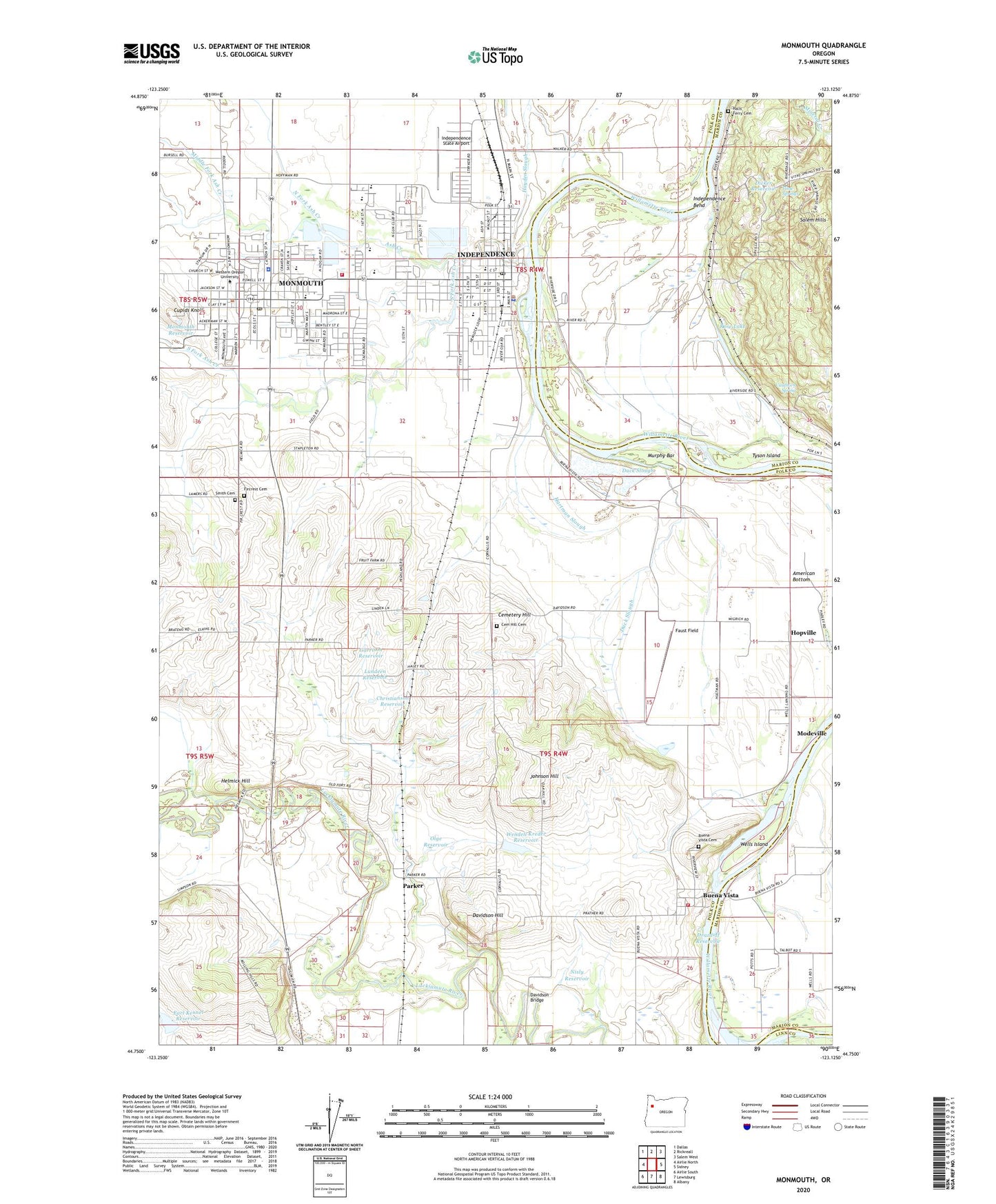 Monmouth Oregon US Topo Map Image
