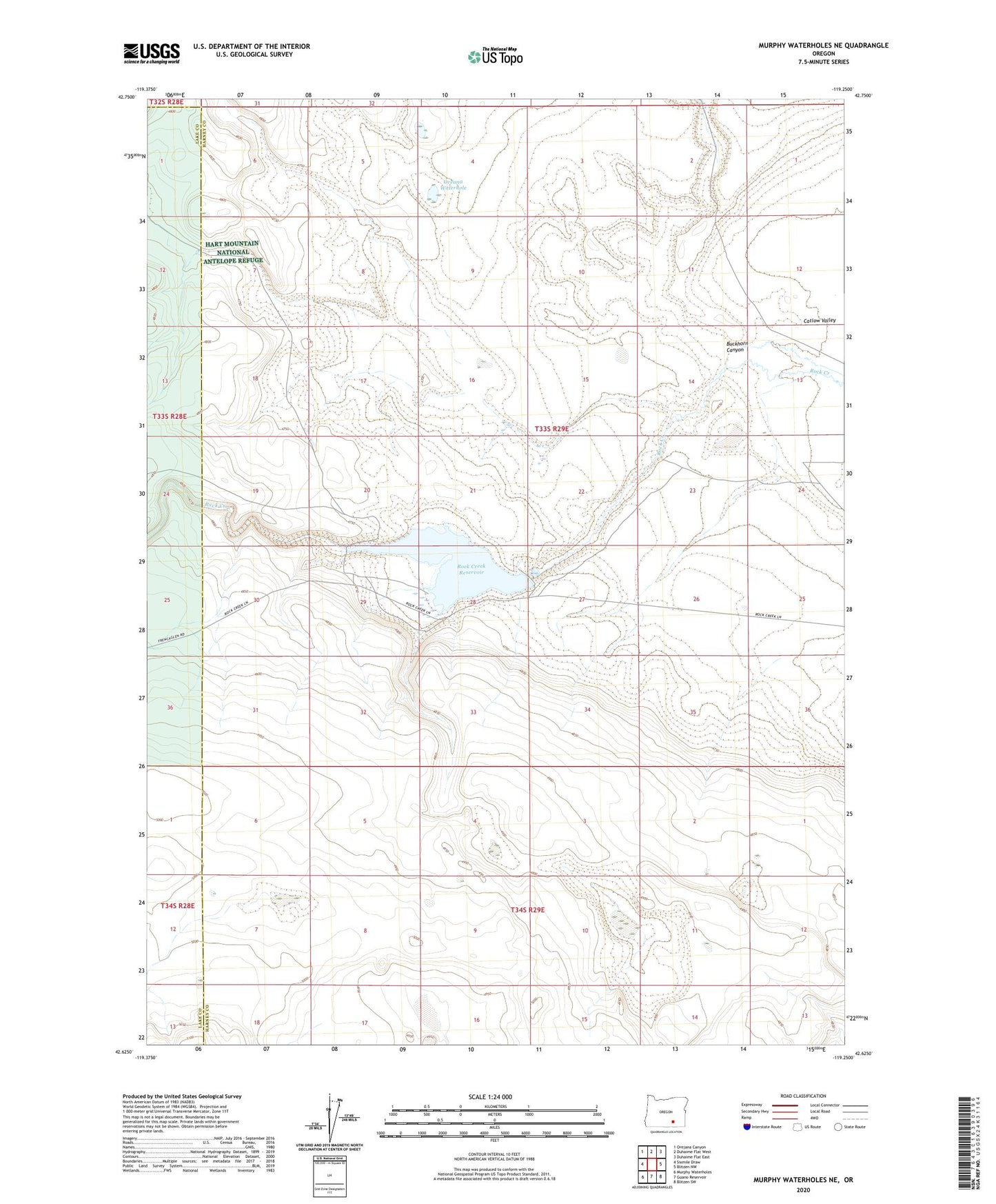 Murphy Waterholes NE Oregon US Topo Map Image