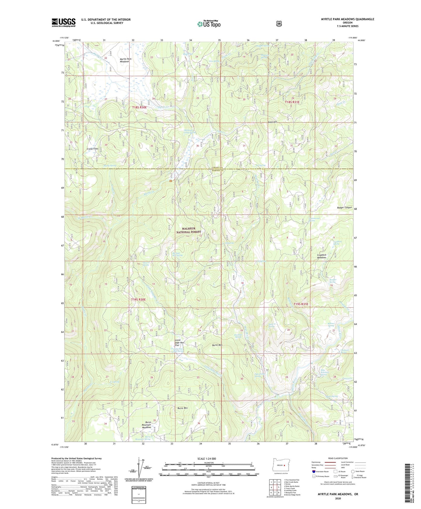 Myrtle Park Meadows Oregon US Topo Map Image