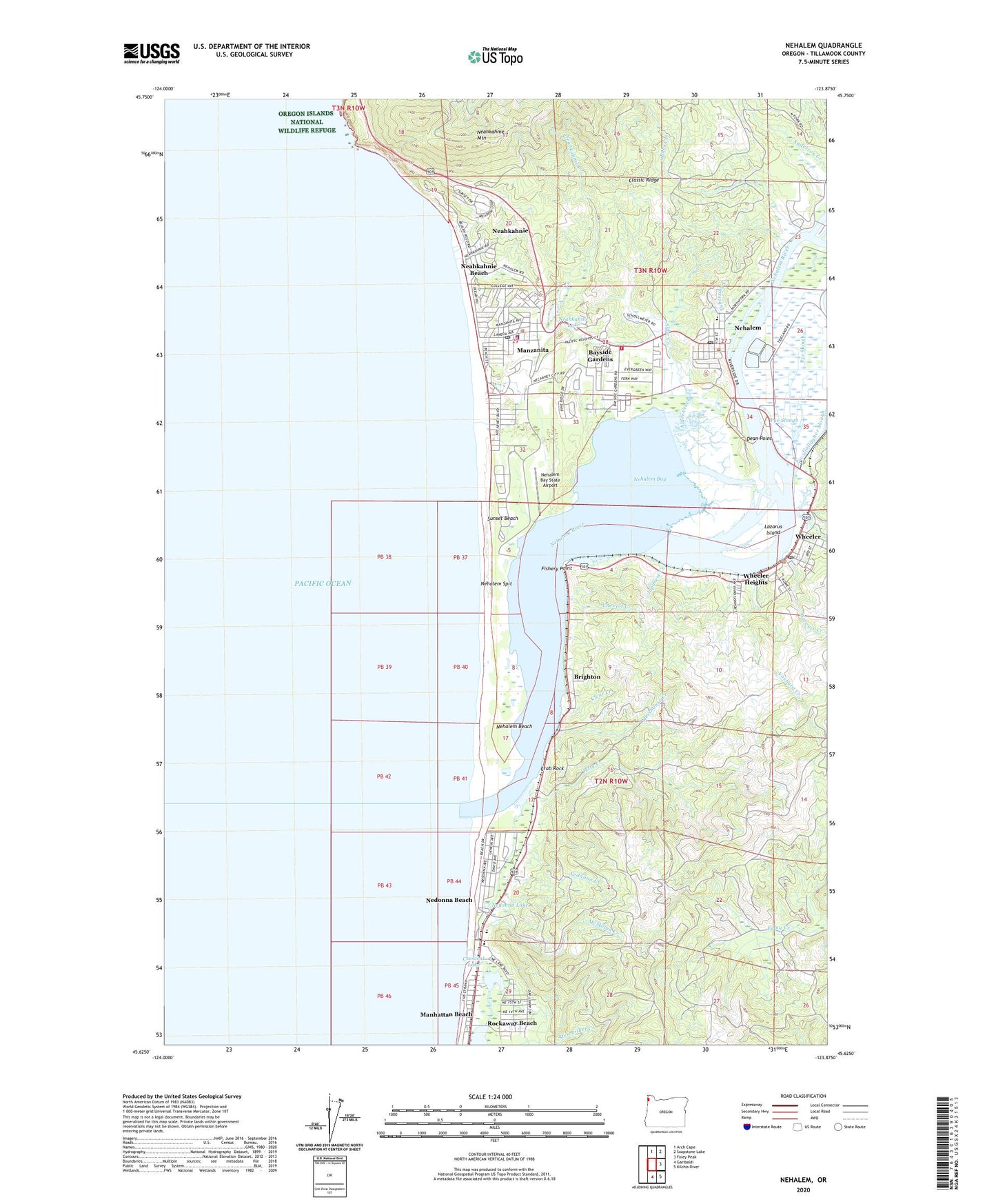 Nehalem Oregon US Topo Map Image