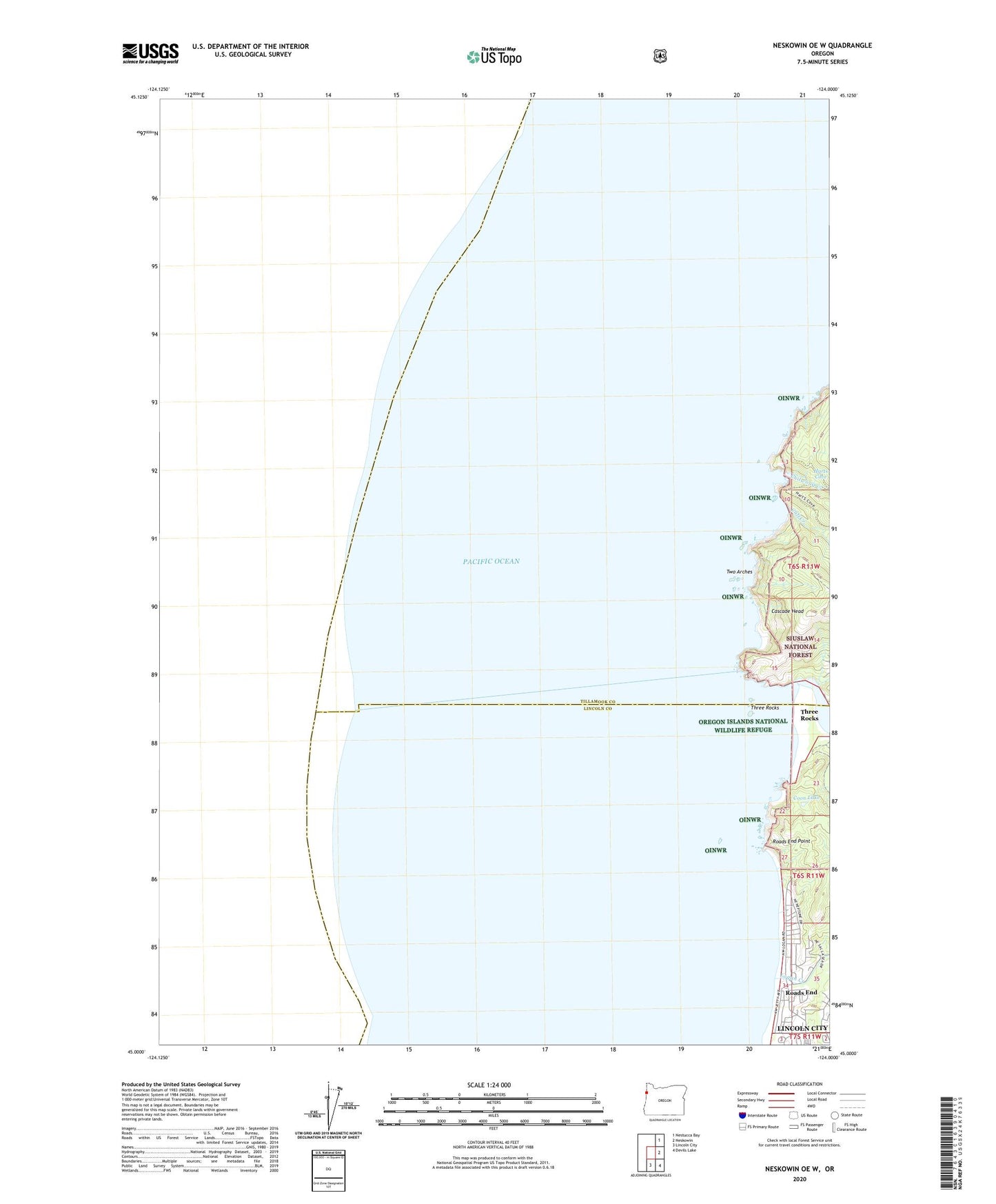Neskowin OE W Oregon US Topo Map Image
