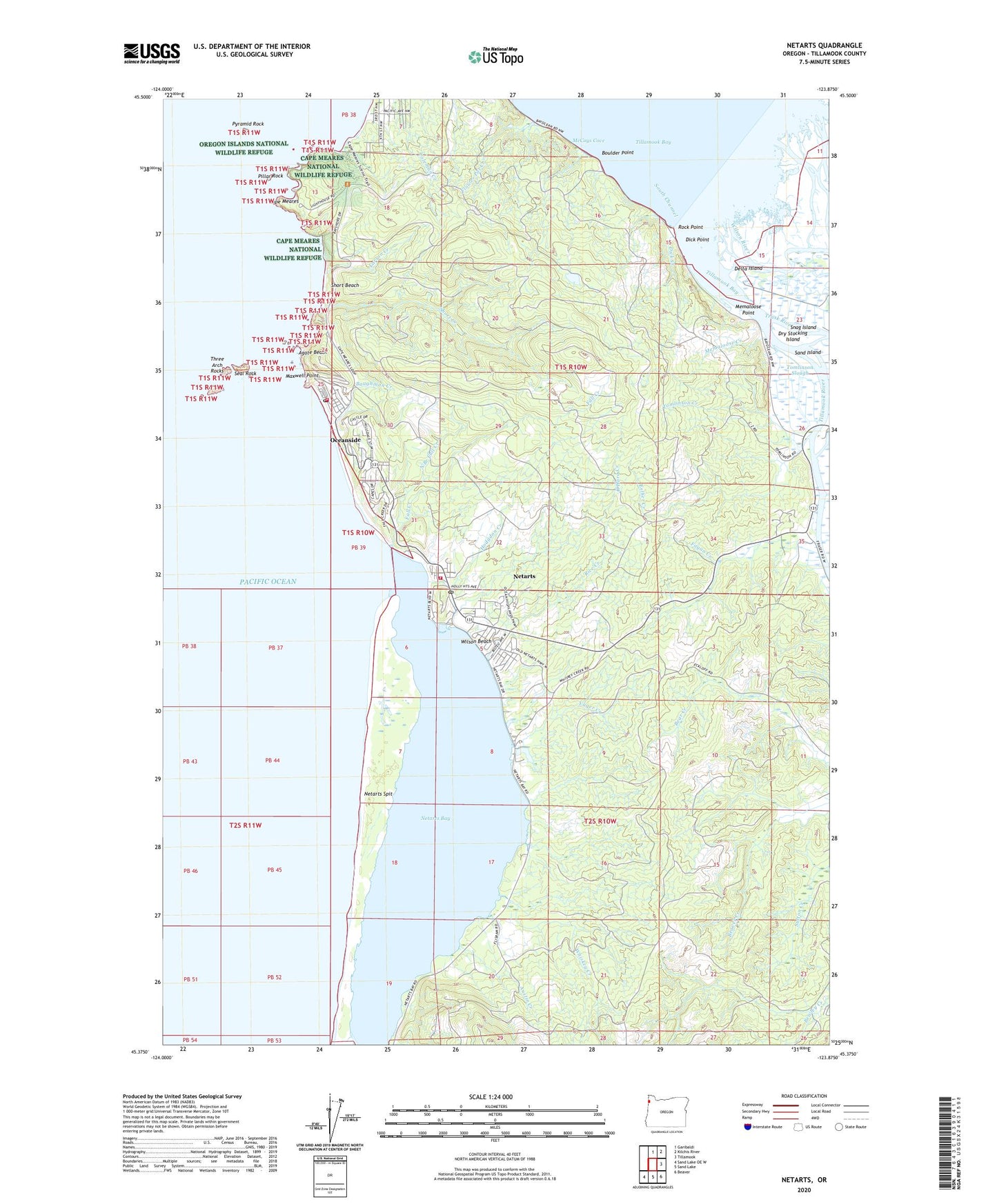 Netarts Oregon US Topo Map Image