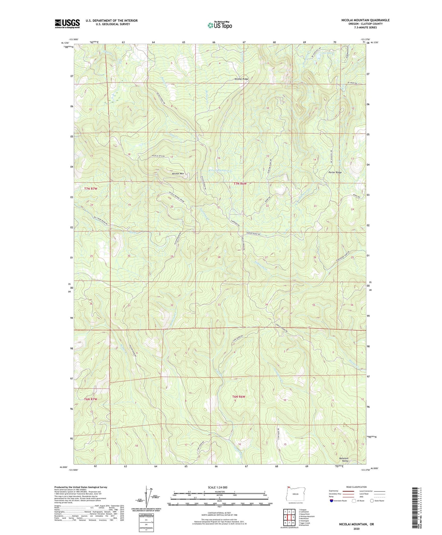 Nicolai Mountain Oregon US Topo Map Image