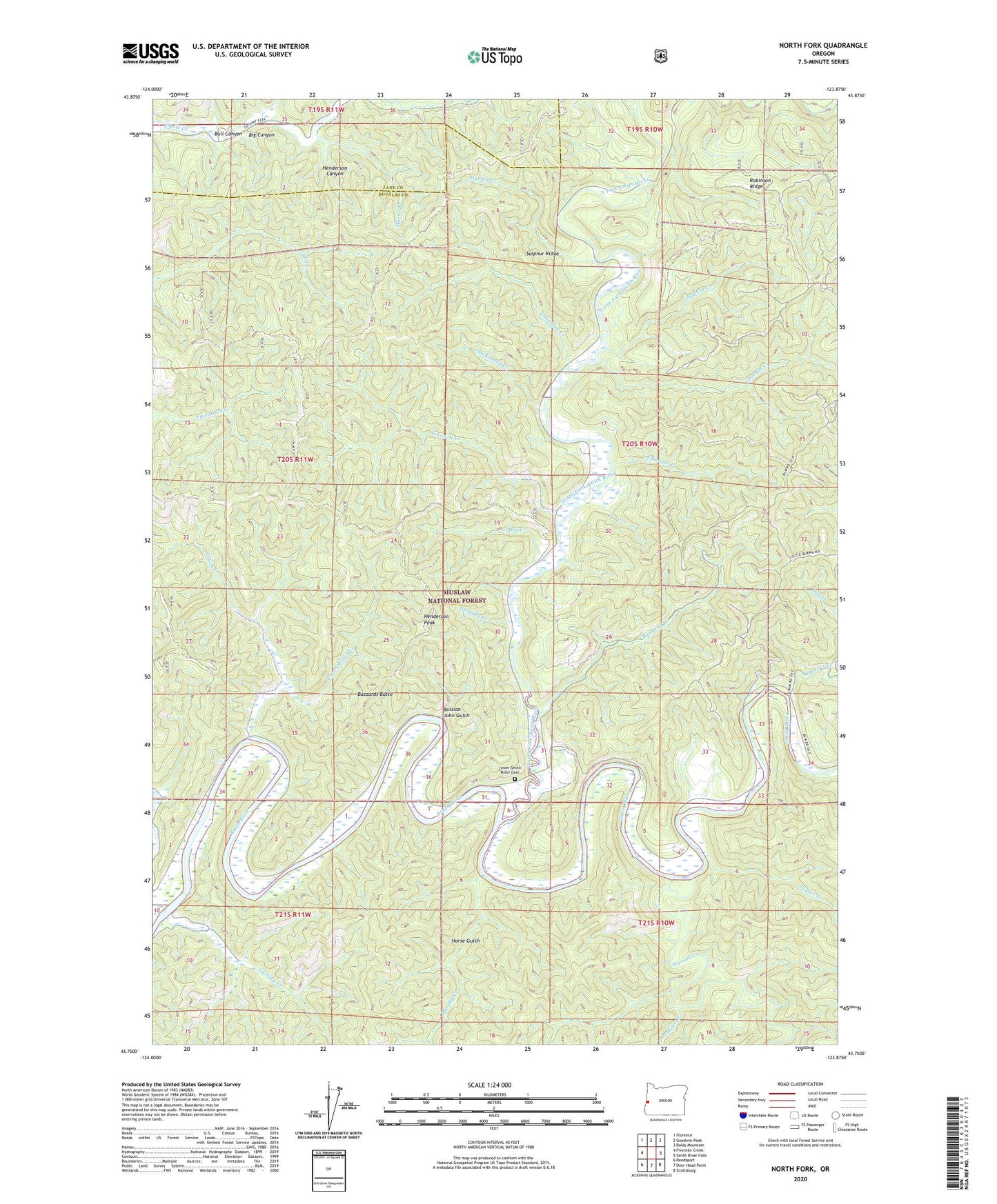 North Fork Oregon US Topo Map Image