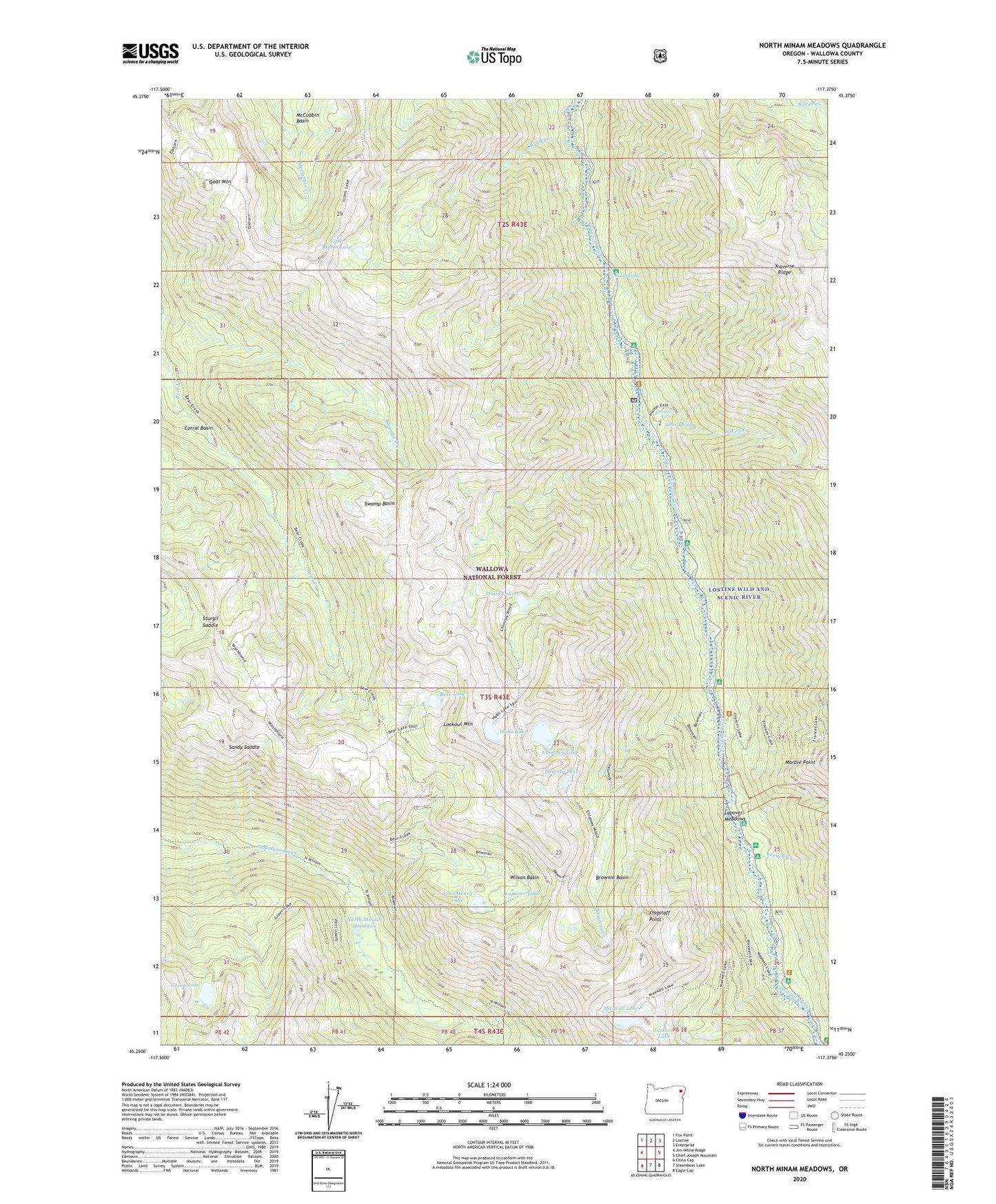 North Minam Meadows Oregon US Topo Map Image