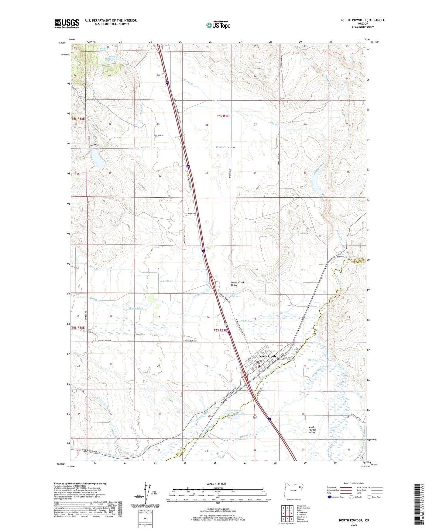 North Powder Oregon US Topo Map Image