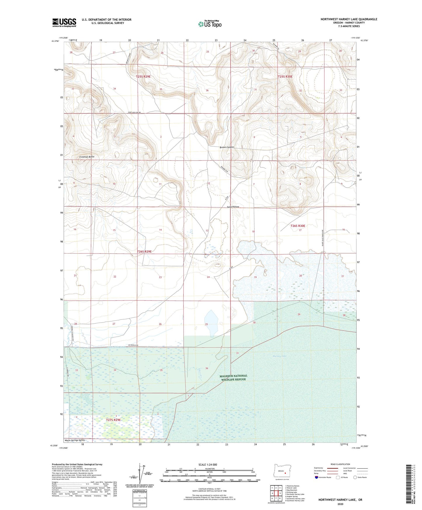 Northwest Harney Lake Oregon US Topo Map Image