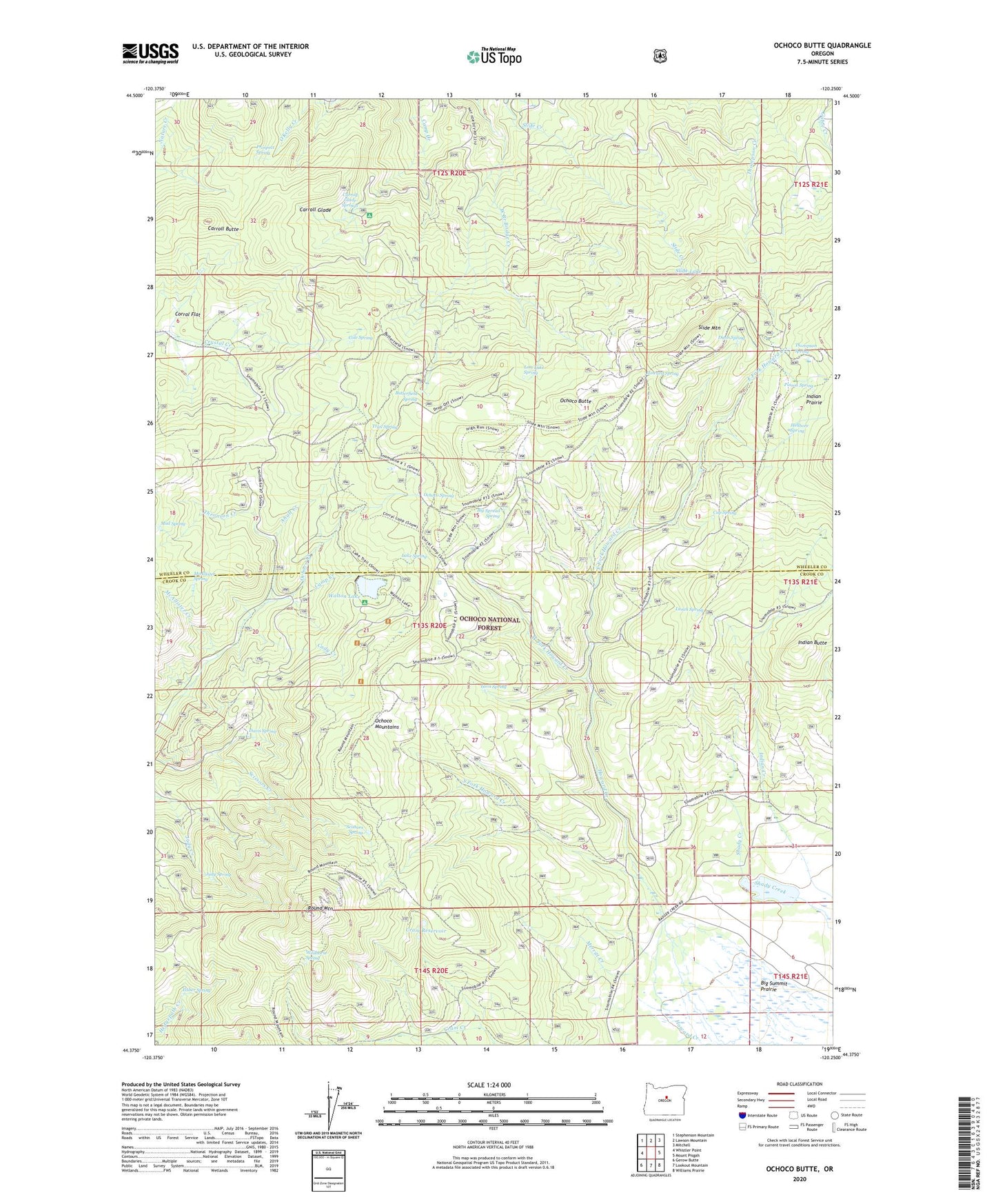 Ochoco Butte Oregon US Topo Map Image