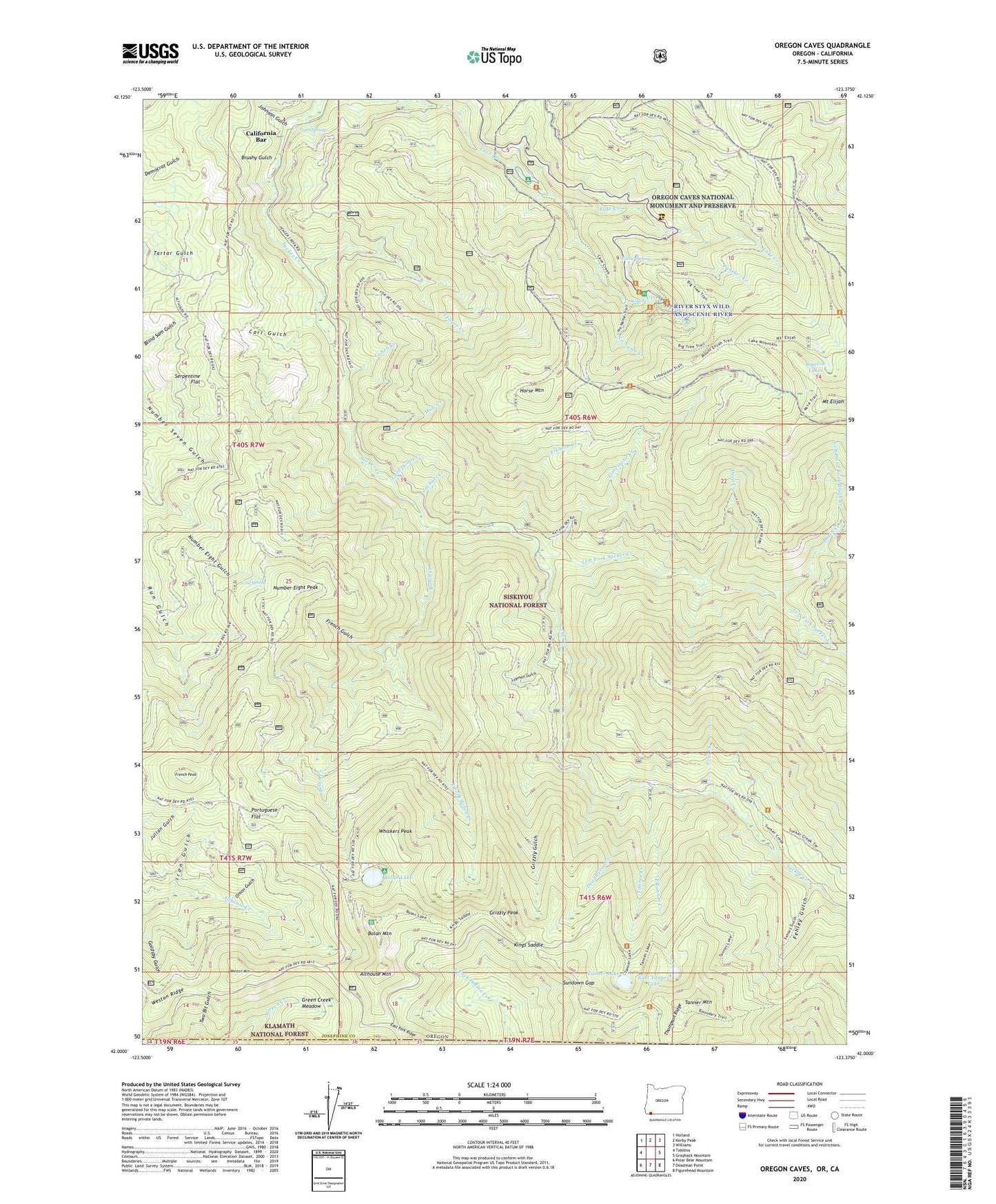 Oregon Caves Oregon US Topo Map Image