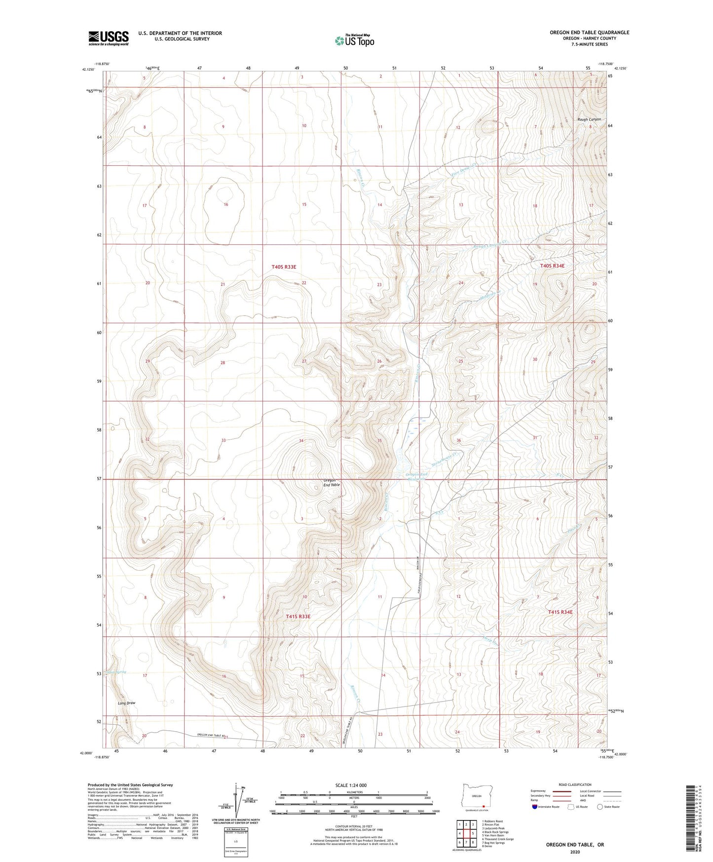 Oregon End Table Oregon US Topo Map Image