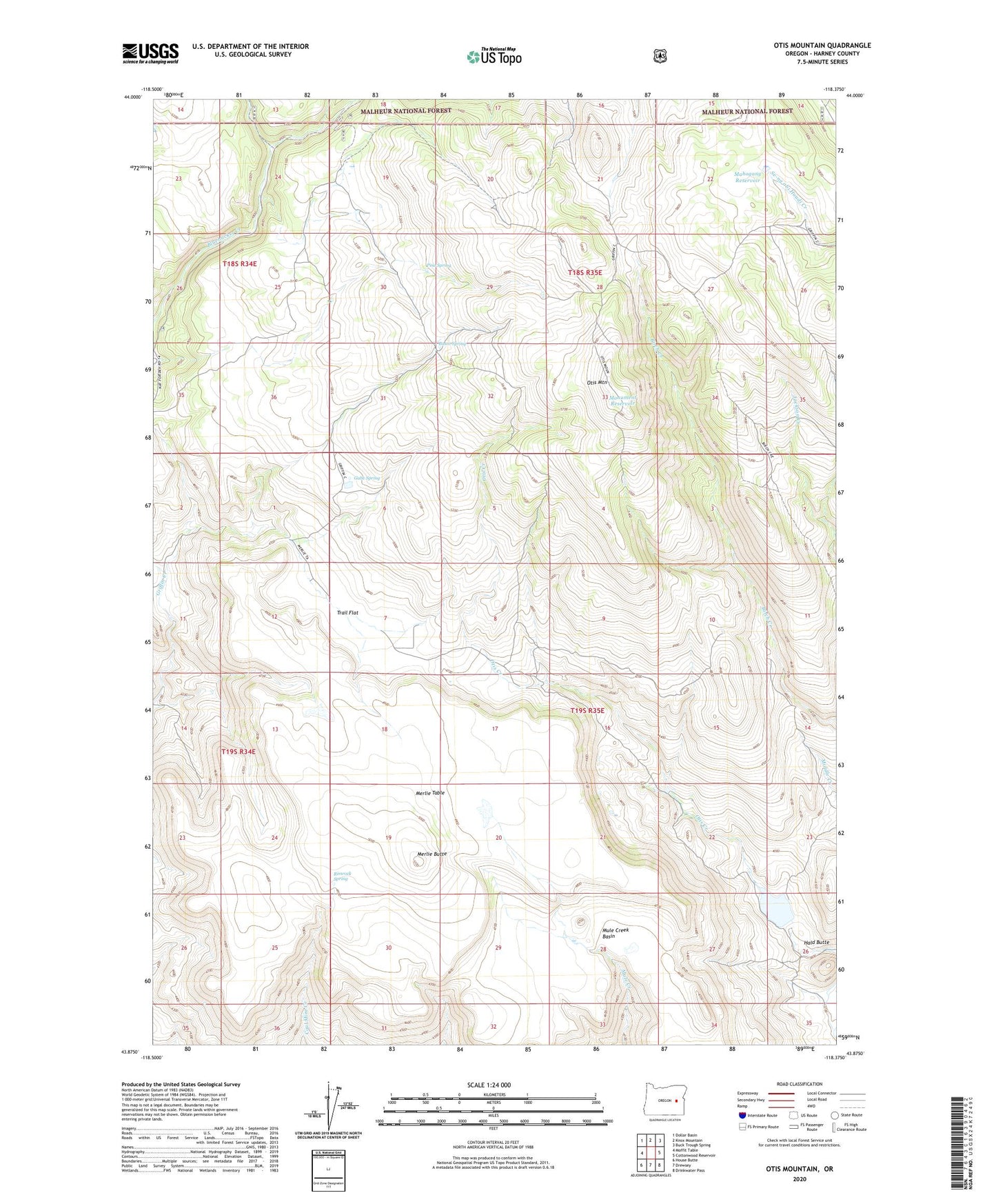 Otis Mountain Oregon US Topo Map Image